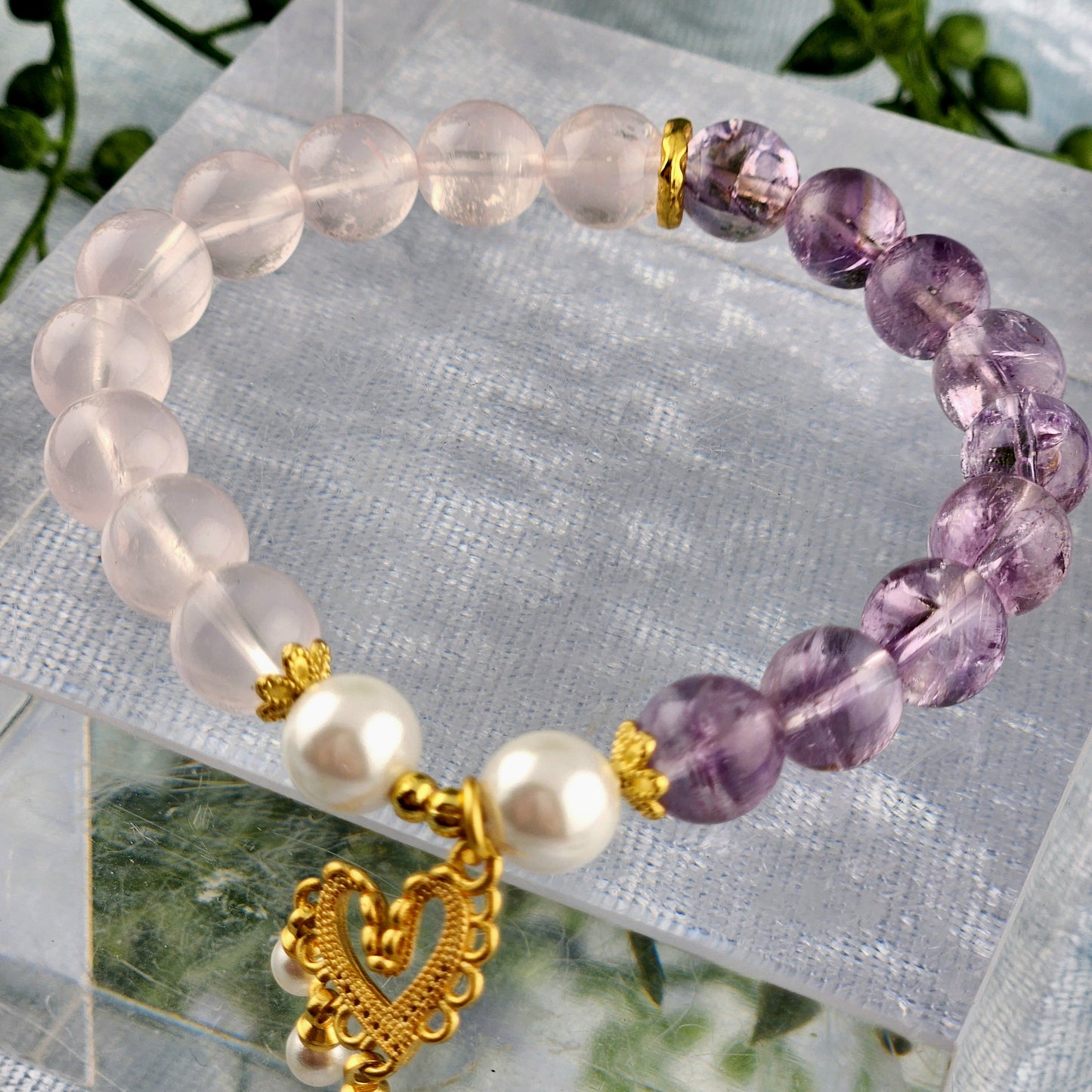 Rose Quartz + Amethyst Bracelet