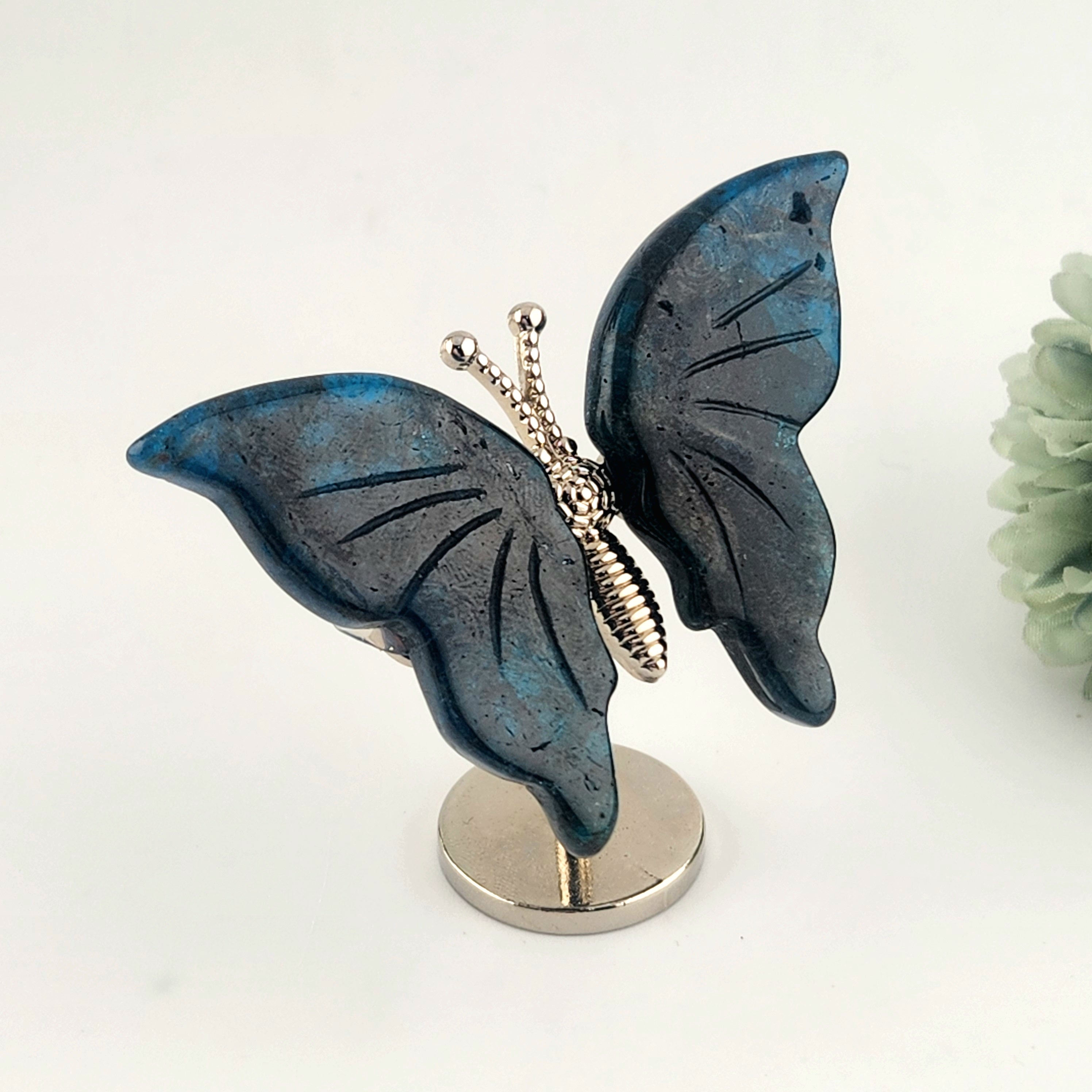 Blue Apatite Butterfly On Stand