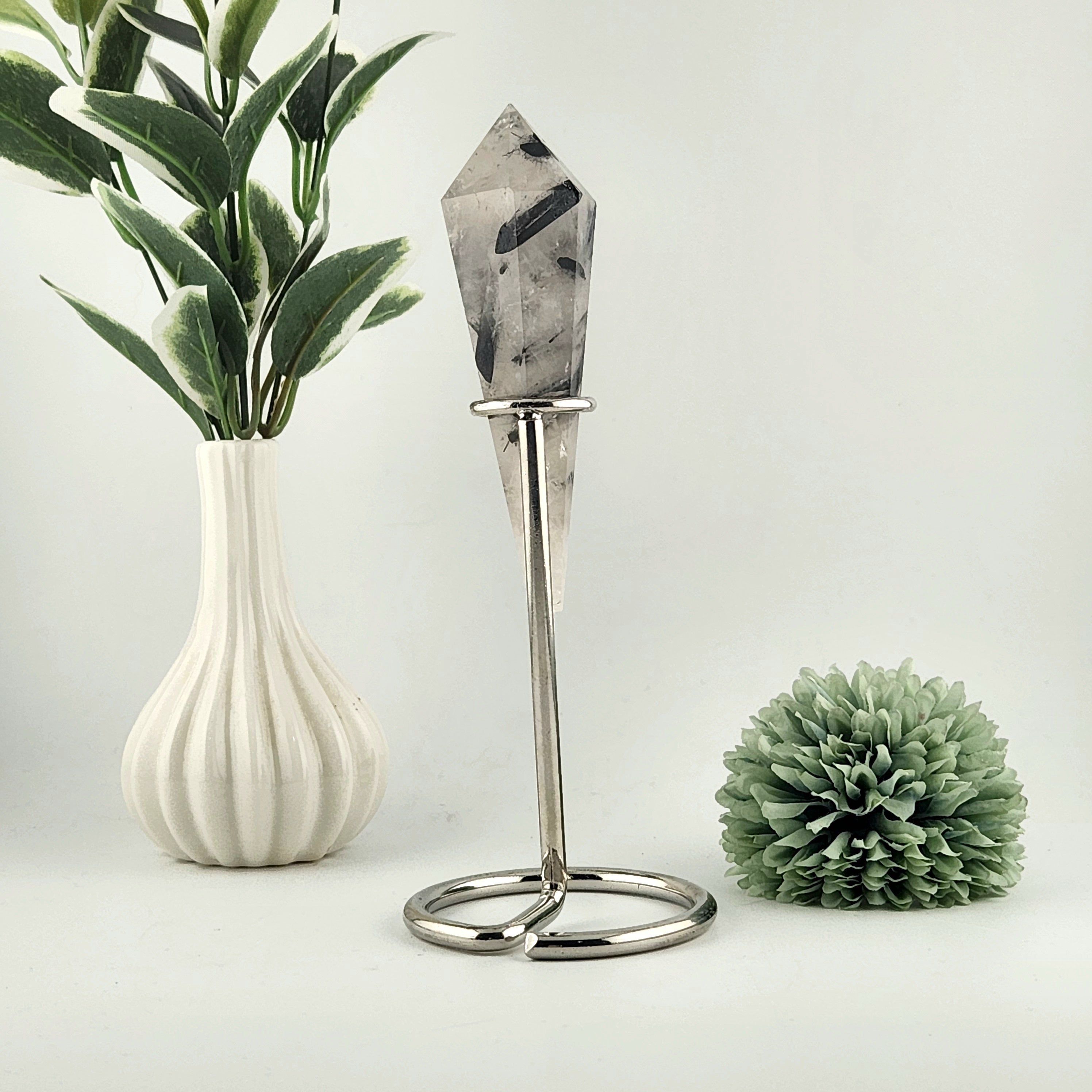 Clear Quartz with Black Tourmaline Wand