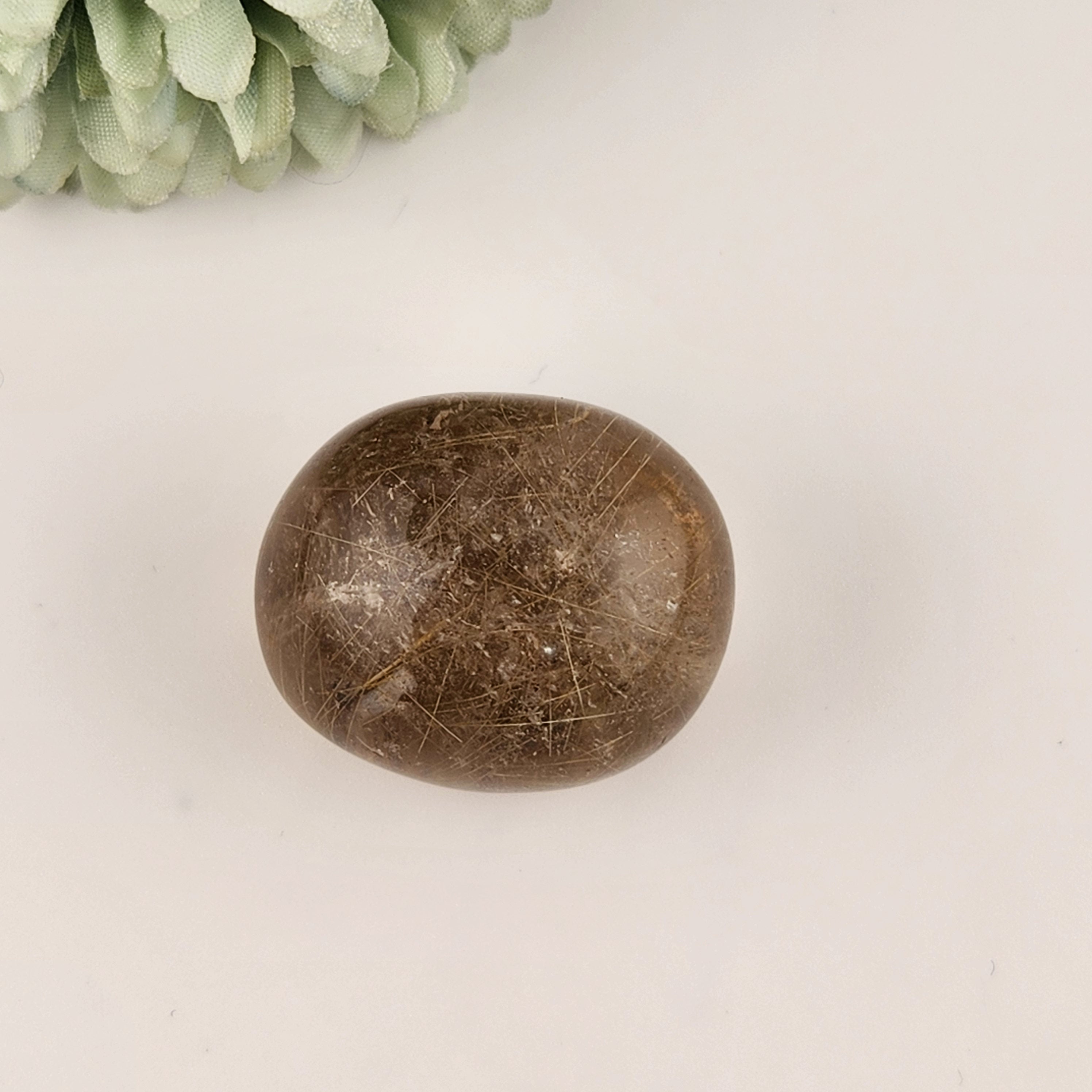 Gold Rutilated Smokey Quartz Tumble