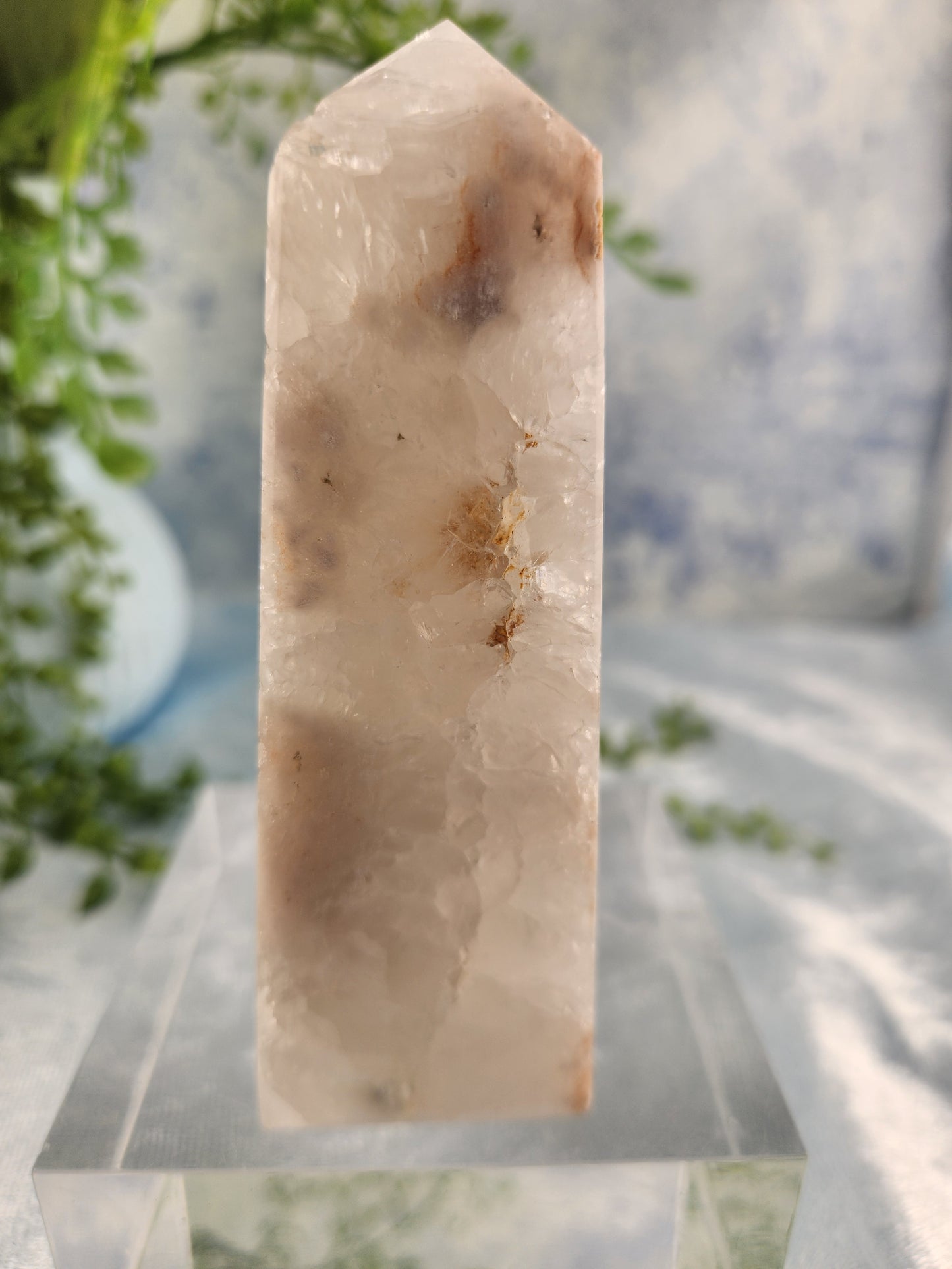 Green Quartz Flower Agate Tower