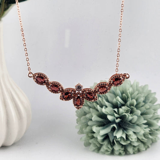 Garnet Rose Gold Necklace