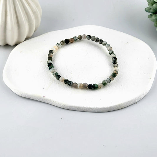 Moss Agate Beaded Bracelet - 4mm