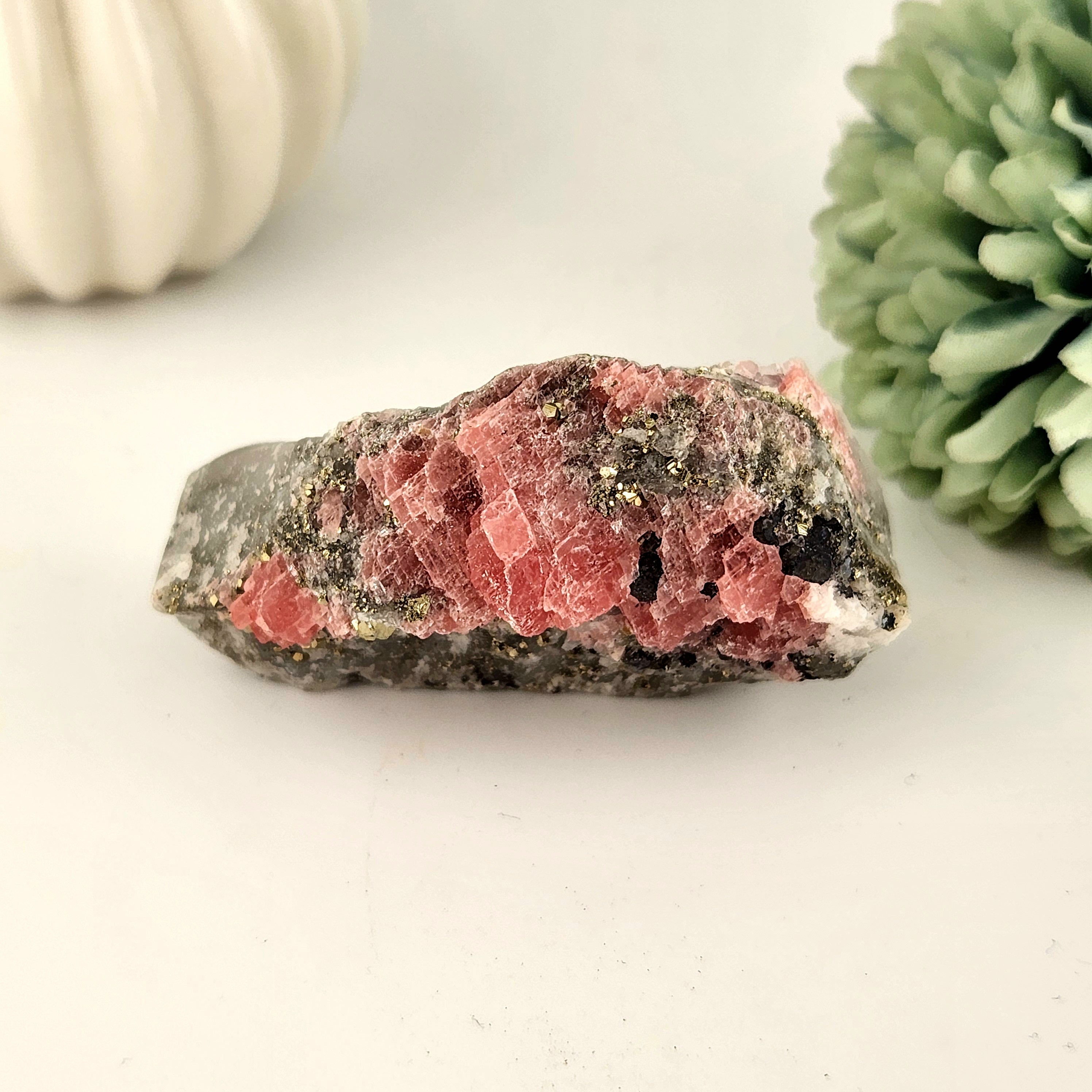 Rhodochrosite with Pyrite Raw Specimen