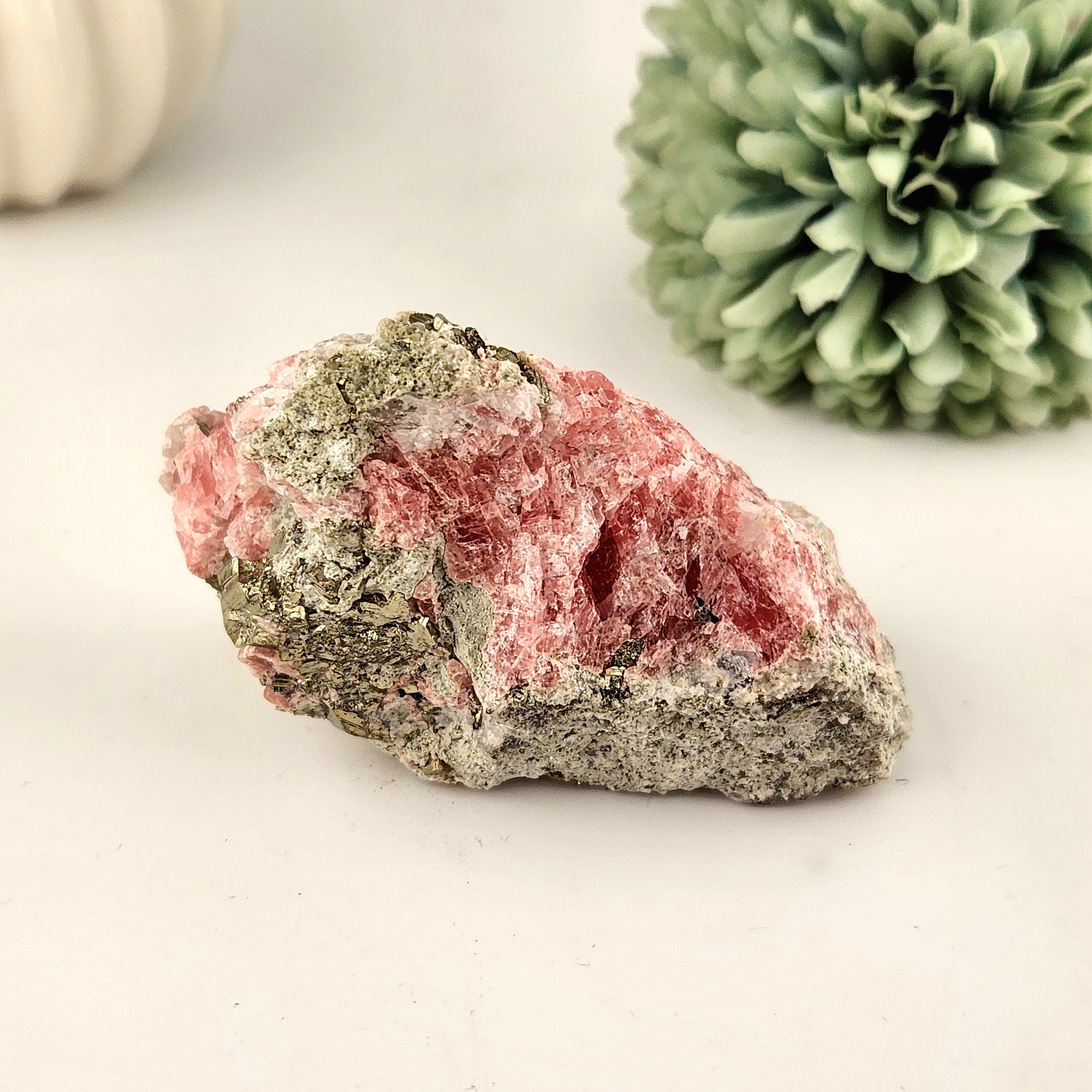 Rhodochrosite With Pyrite Raw Specimen