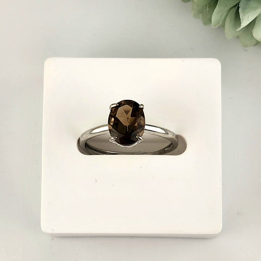 Smokey Quartz Ring - Adjustable S925