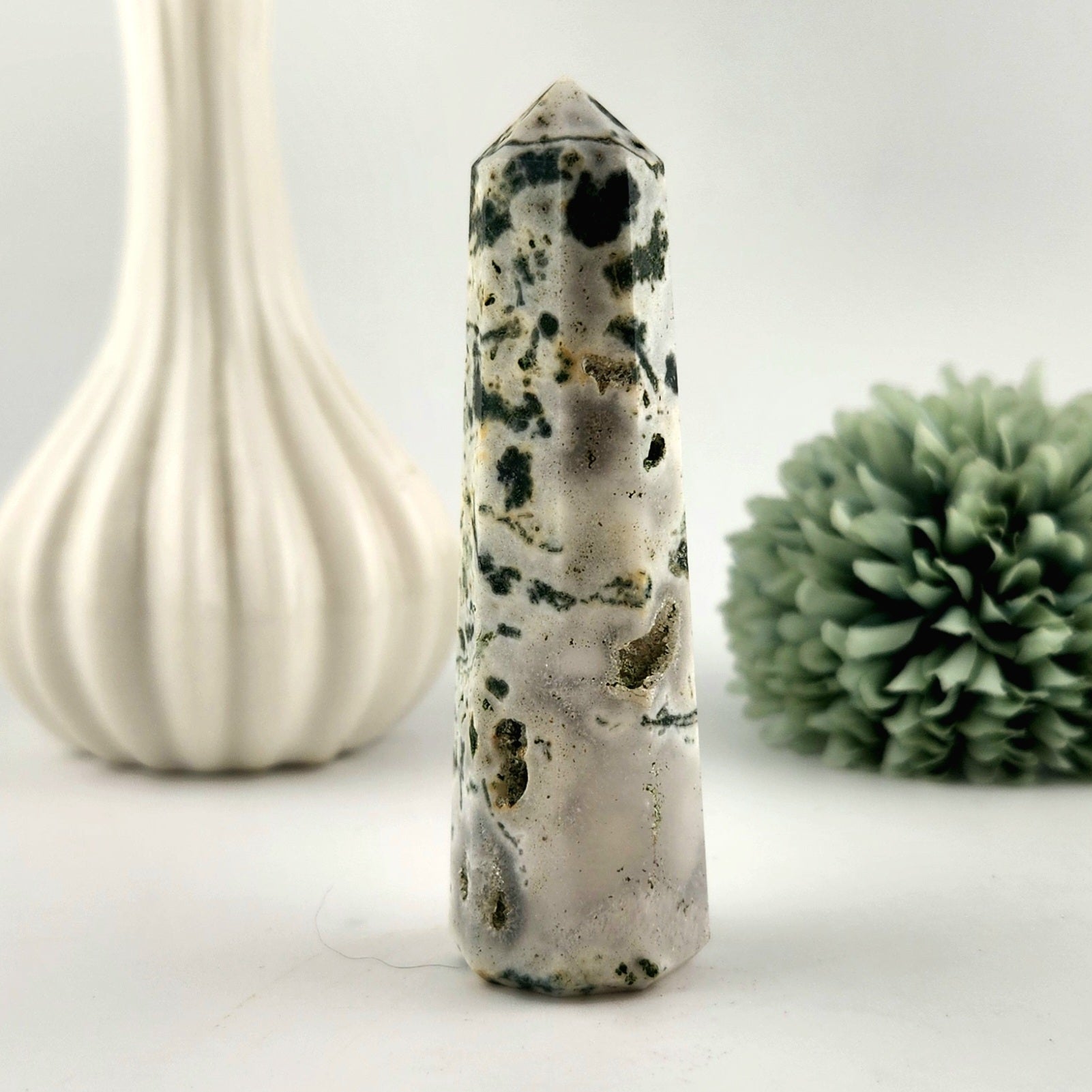 Moss Agate Small Obelisk