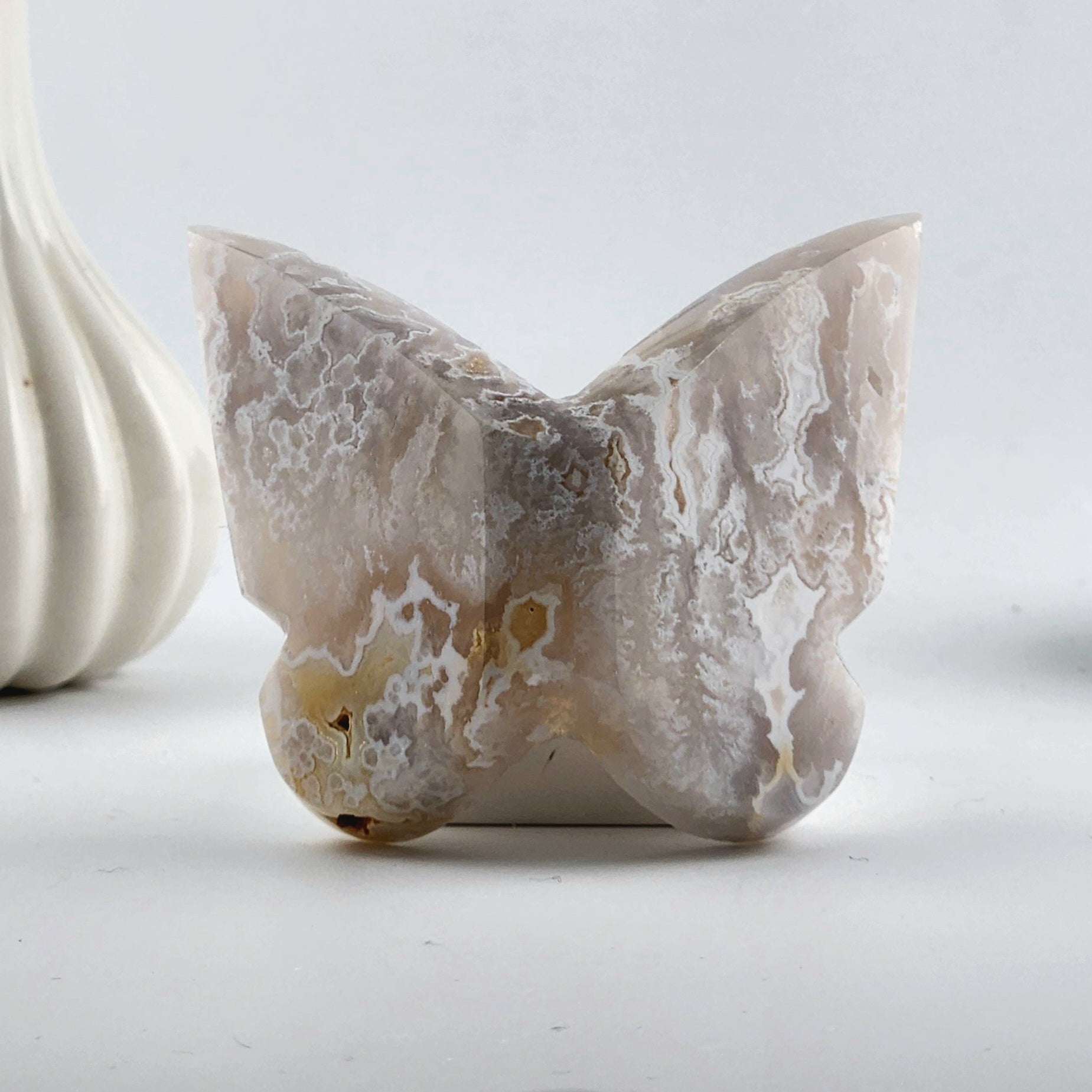 White Plume Agate 3D Butterfly