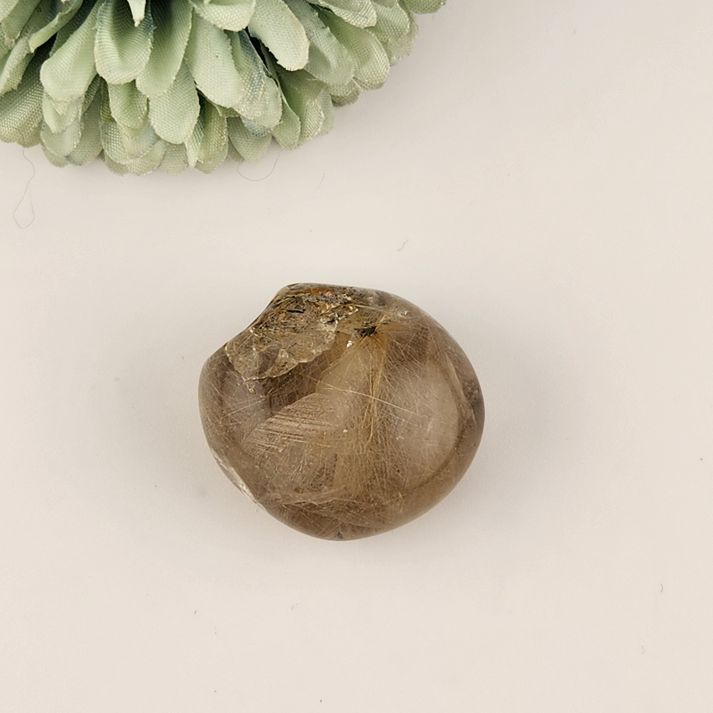 Gold Rutilated Smokey Quartz Tumble