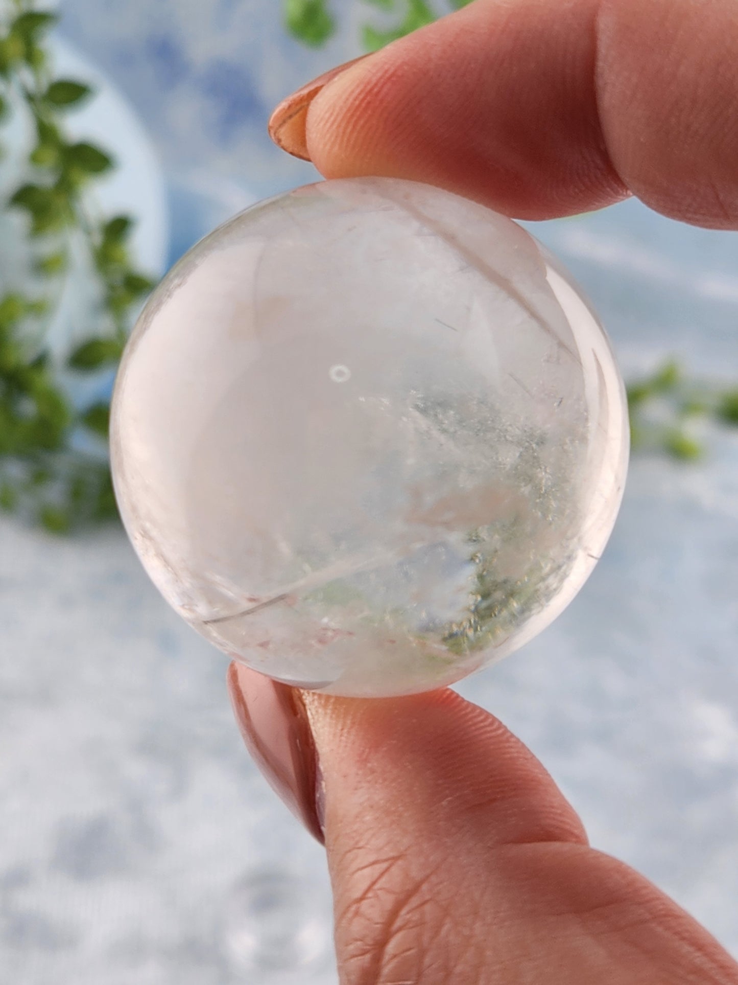 Black Rutile in Clear Quartz Sphere