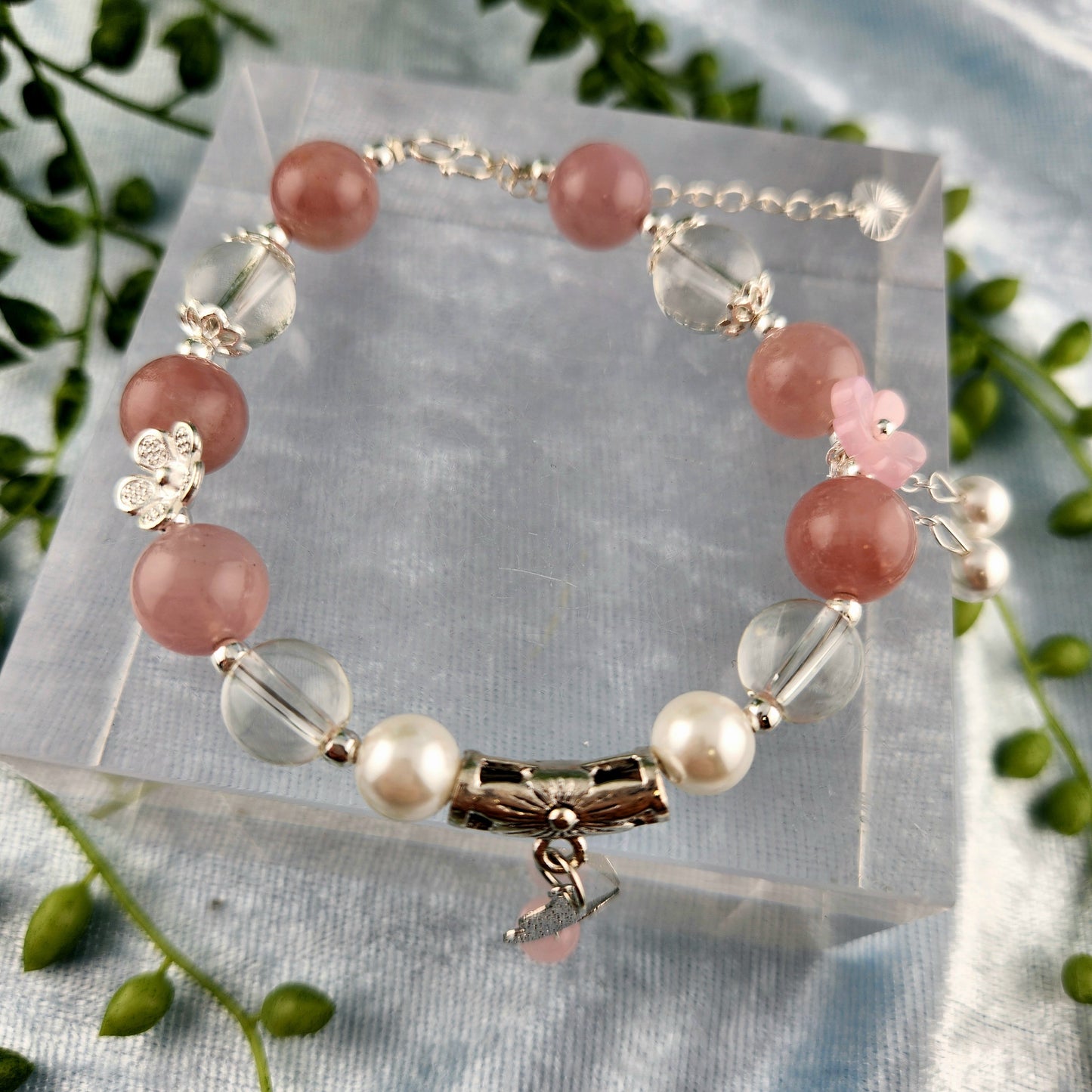 Rose Quartz + Clear Quartz Bracelet