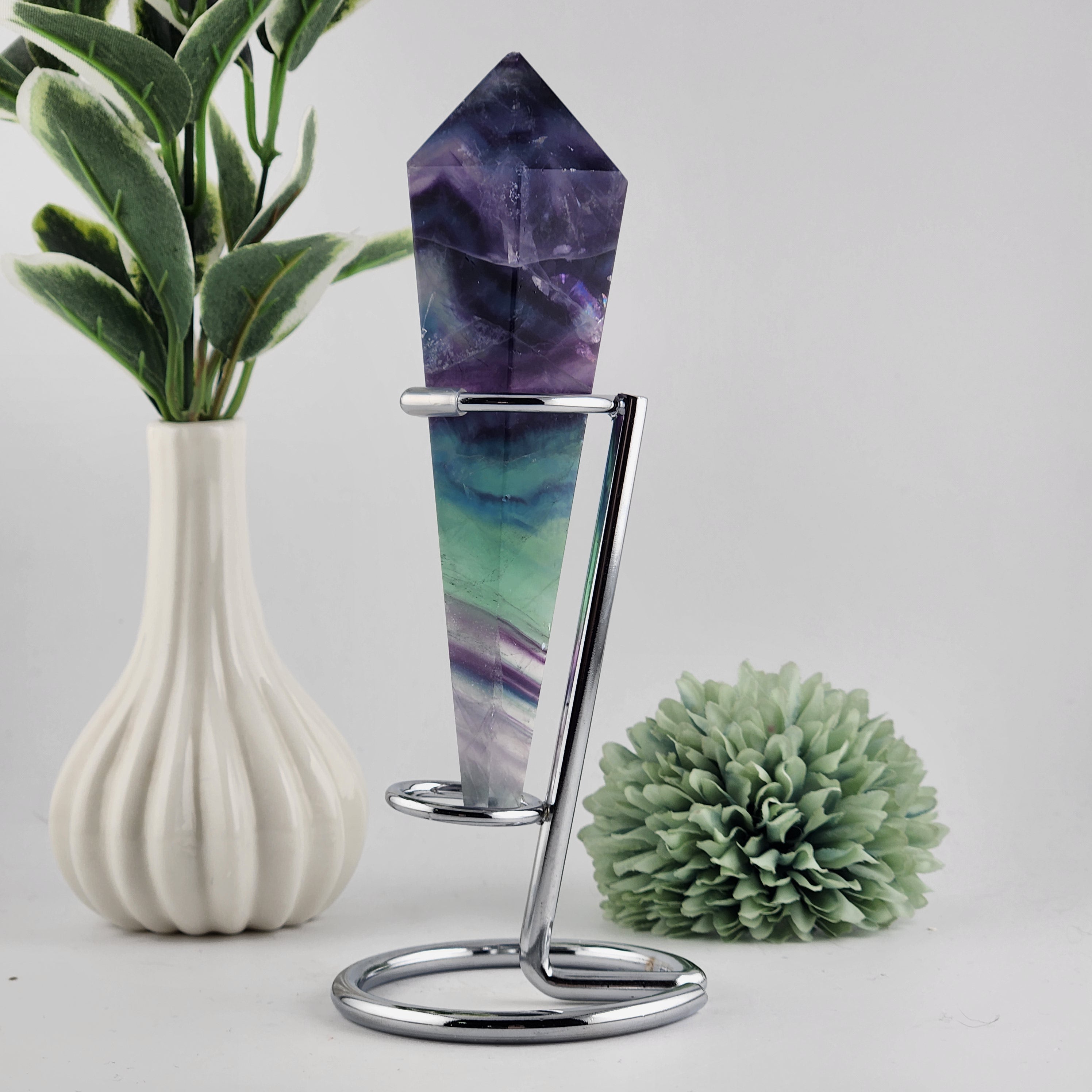 Fluorite Wand On Silver Stand