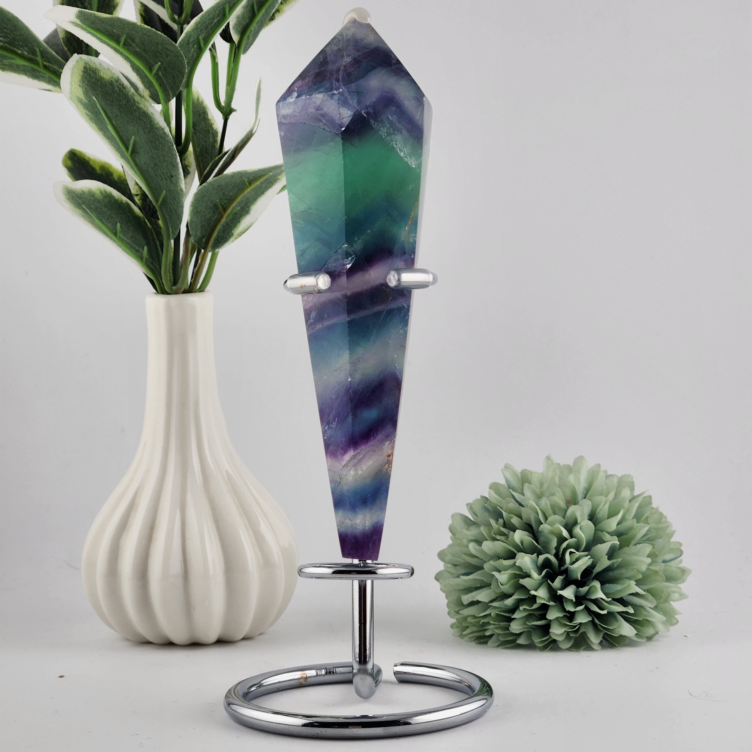 Fluorite Wand On Silver Stand