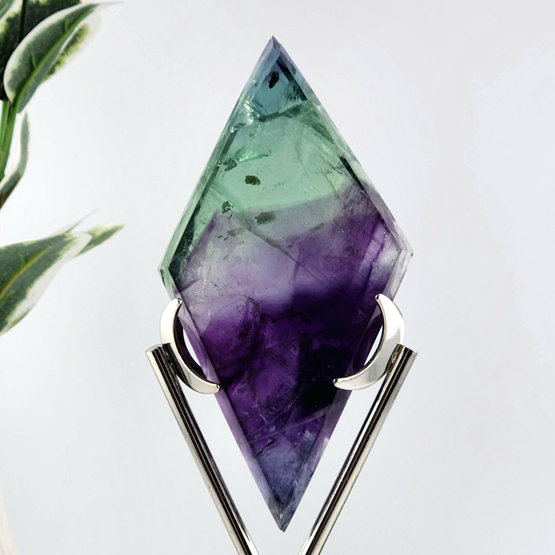 Fluorite Diamond On Silver Stand