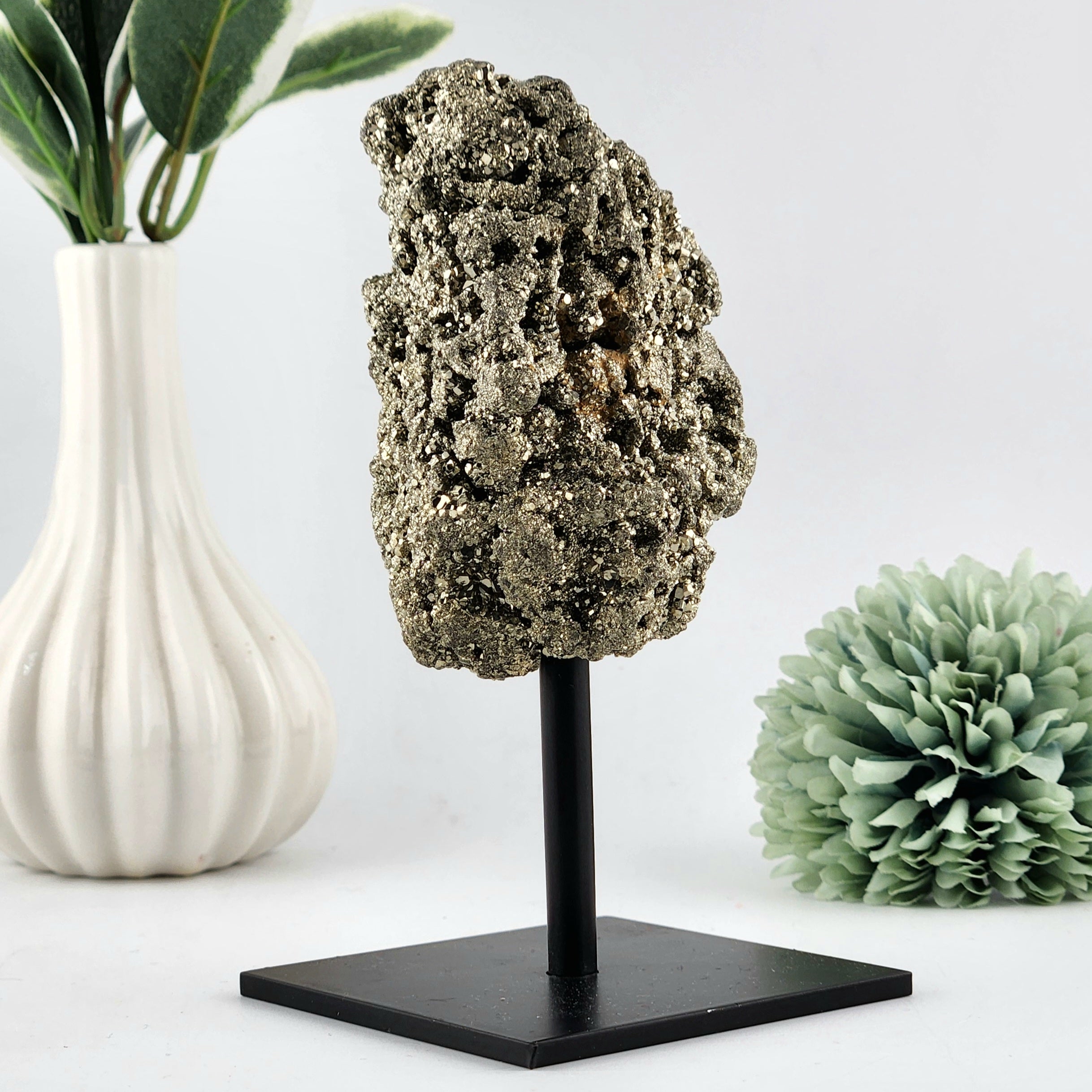 Pyrite Cluster On Black Stand