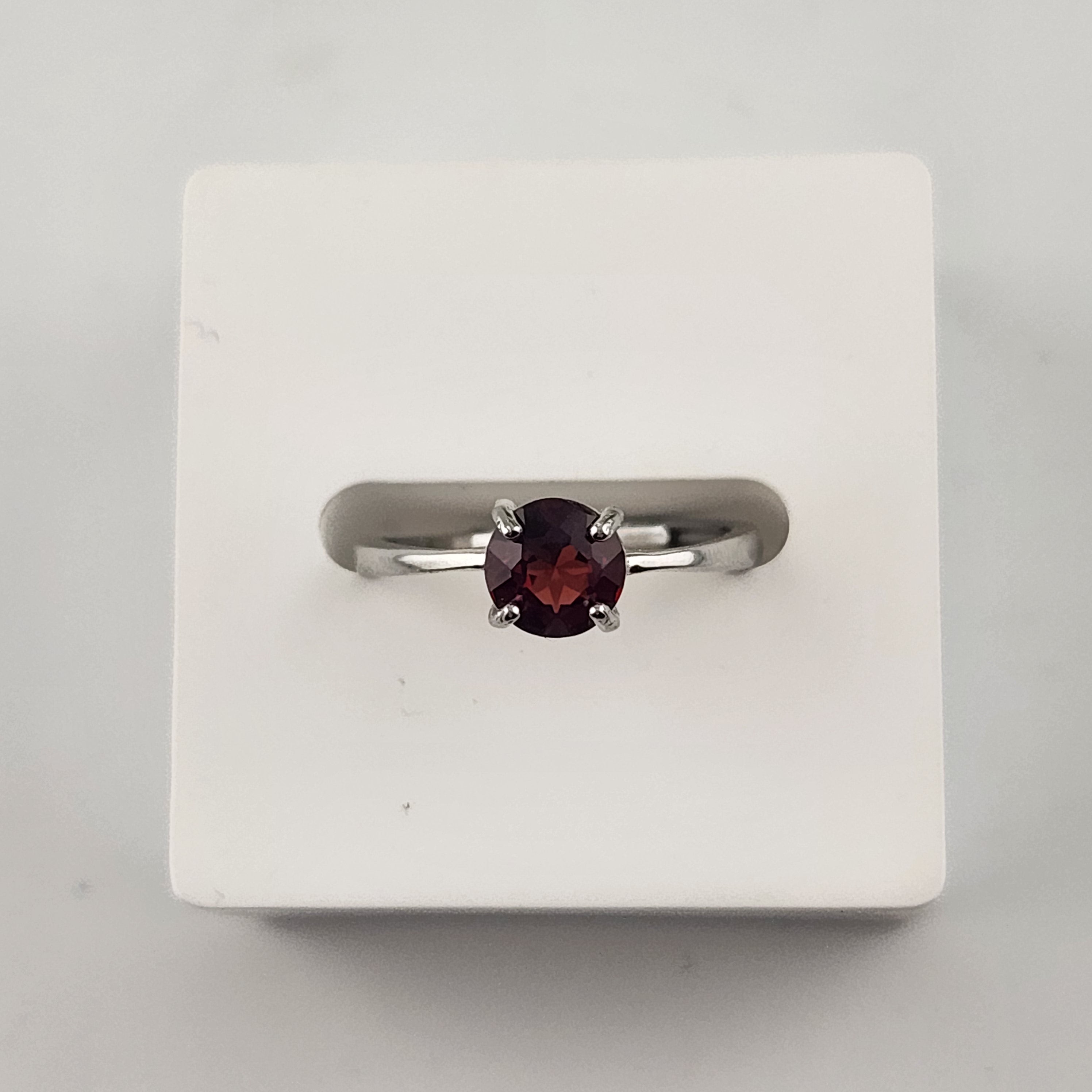 Sterling Silver Garnet Adjustable Ring