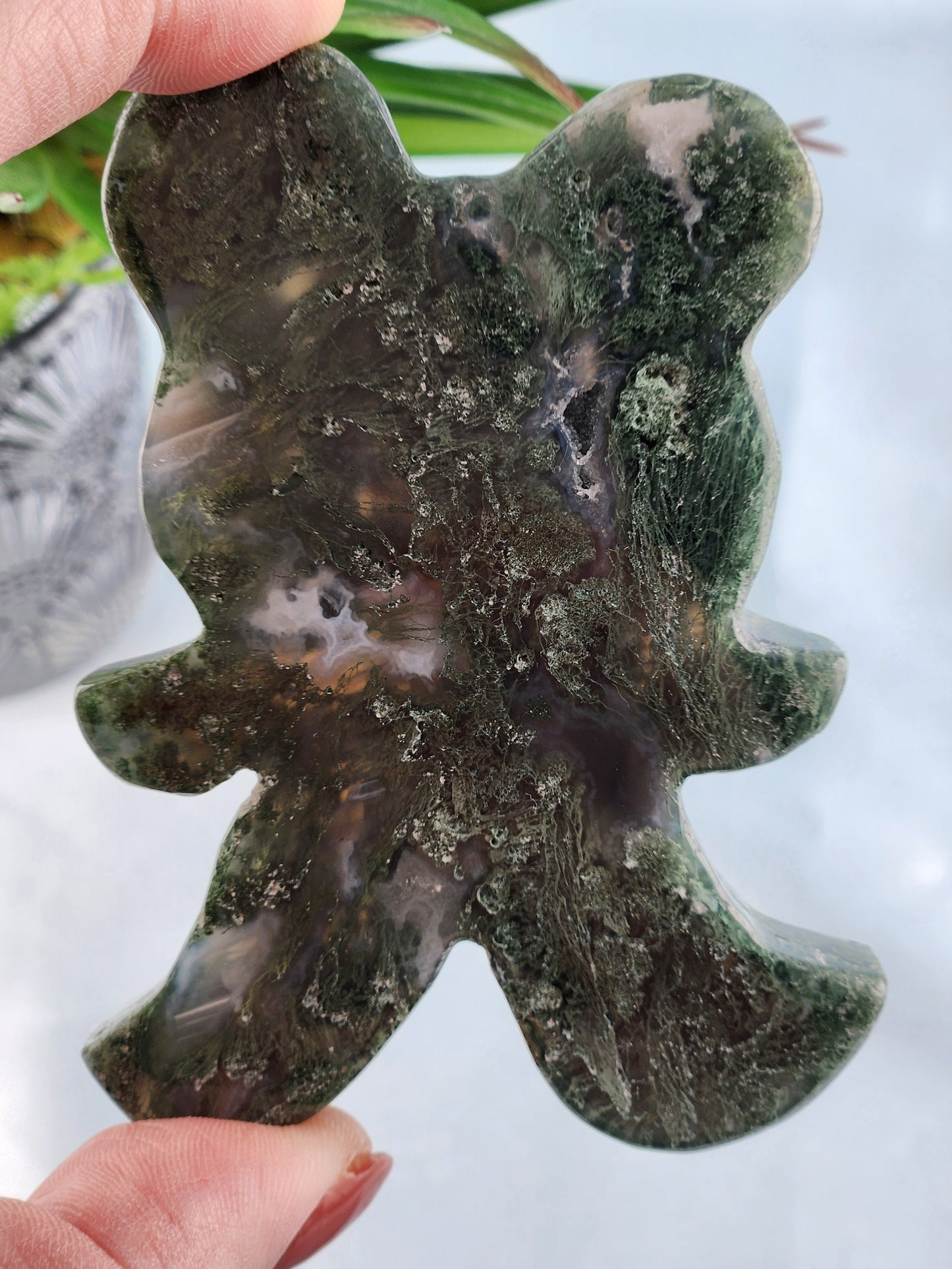 Moss Agate Teddy Bear