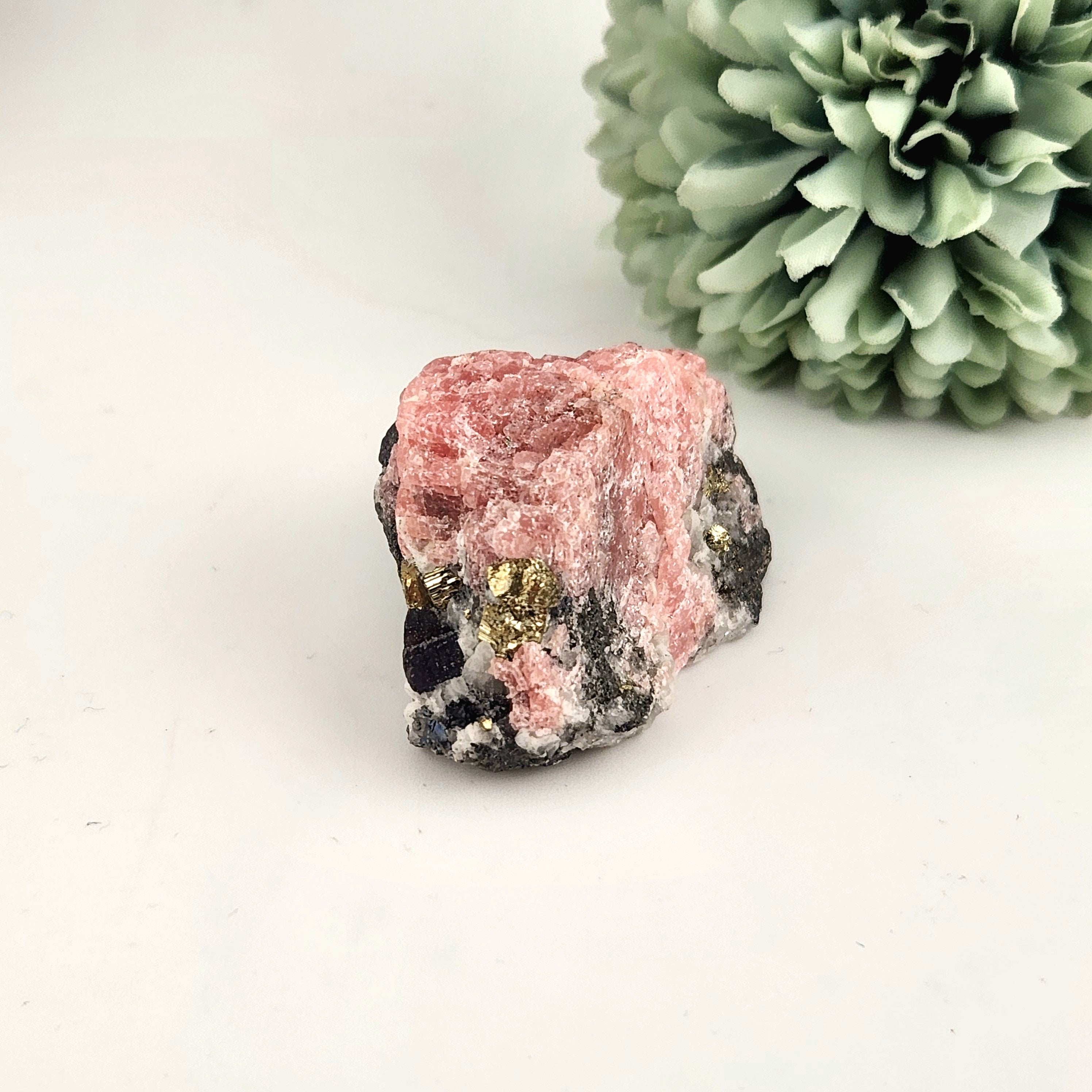Rhodochrosite With Pyrite Raw Specimen