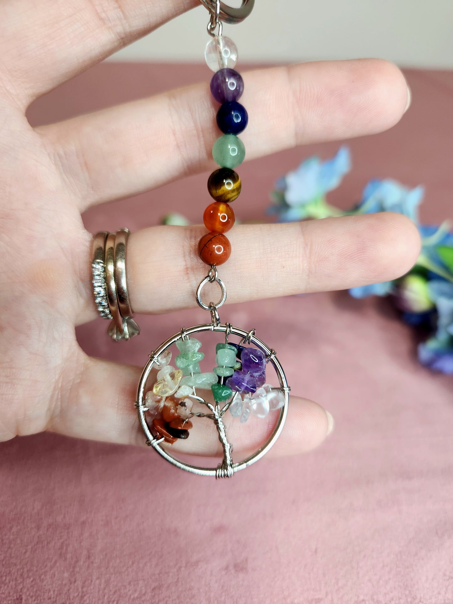 Tree of Life- Rainbow Chakra Keyring