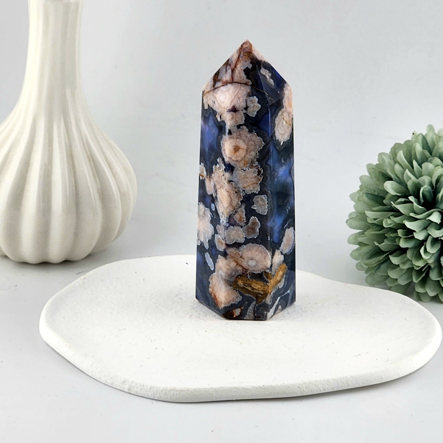 Blue Flower Agate Tower