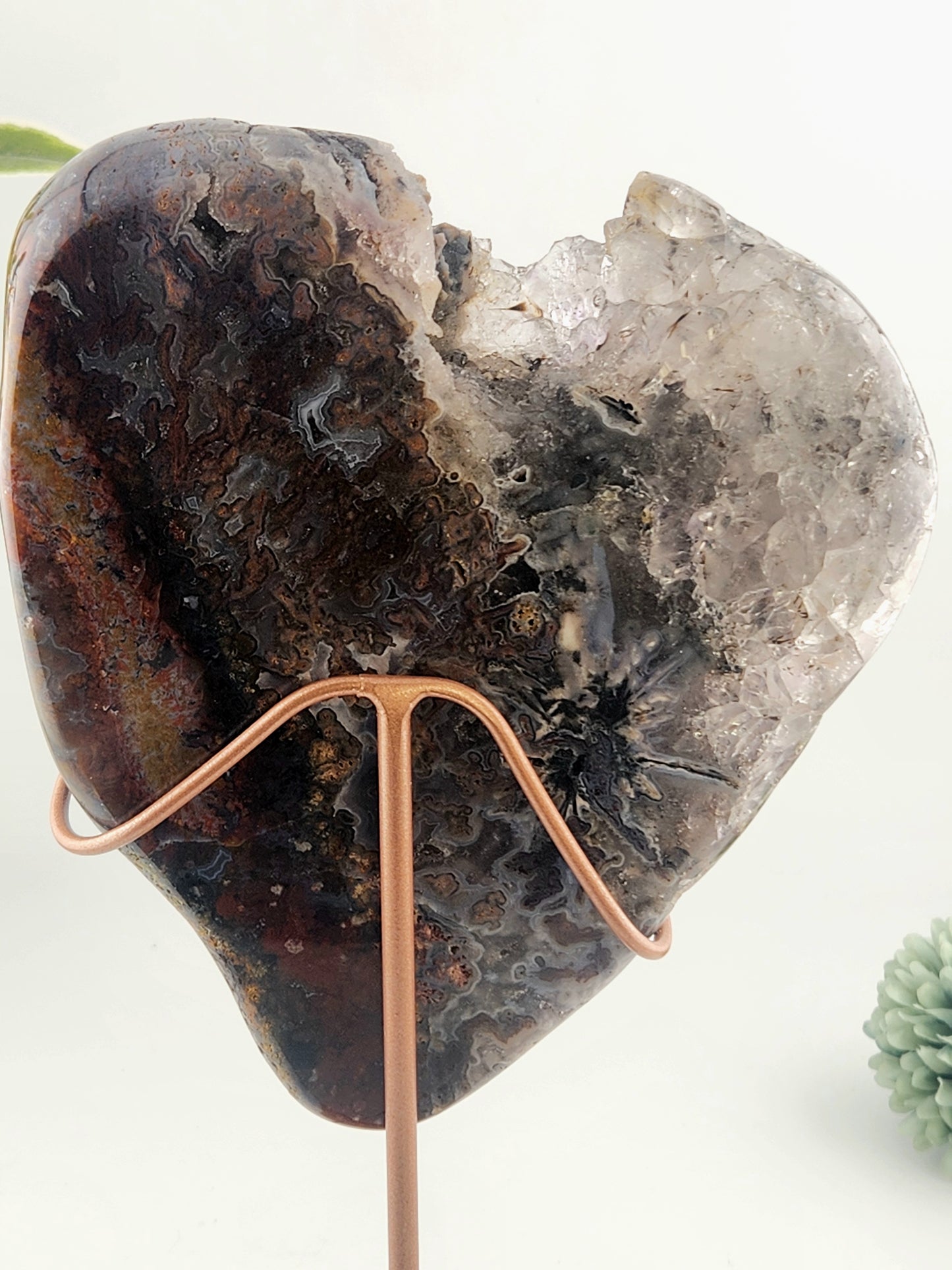 Jasper with Quartz Slab on Custom Gold Stand