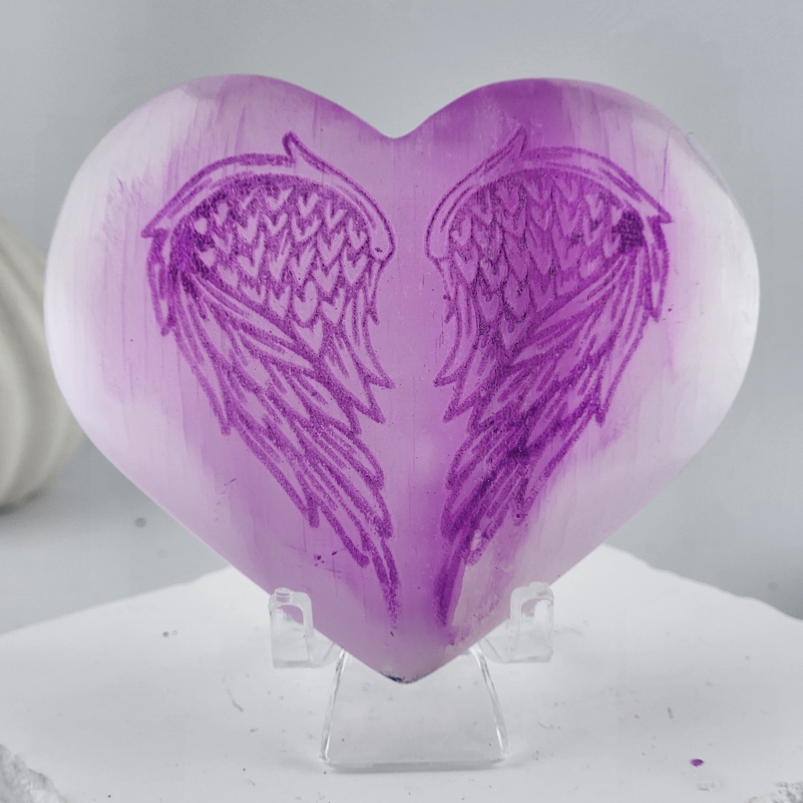 Selenite Angel Wing Heart