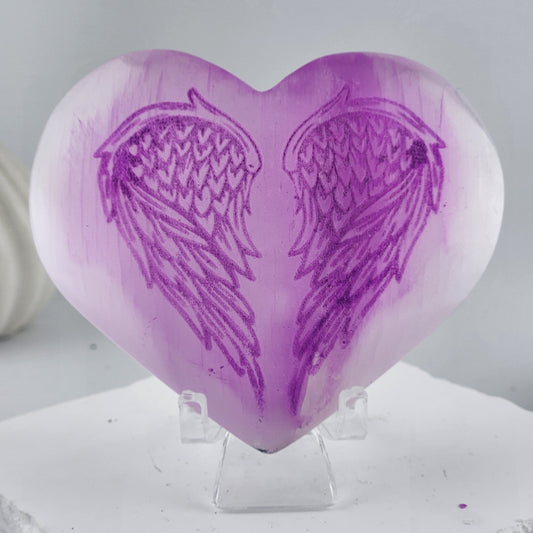 Selenite Angel Wing Heart