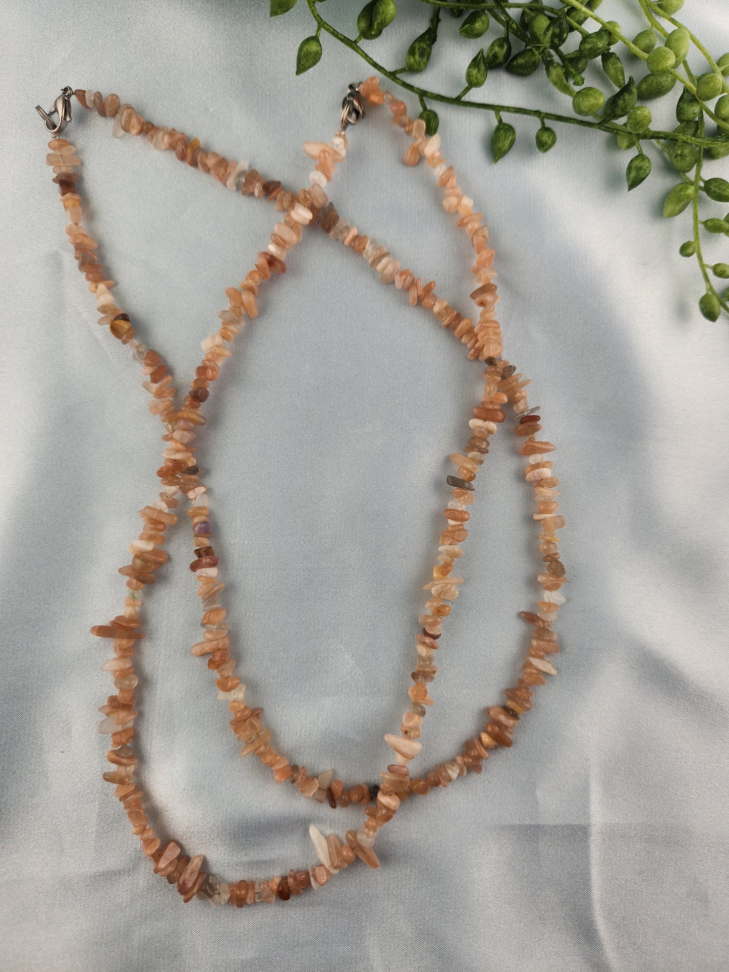 Peach Moonstone Chip Necklace