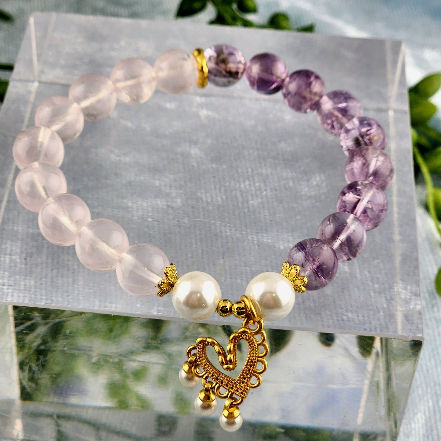 Rose Quartz + Amethyst Bracelet