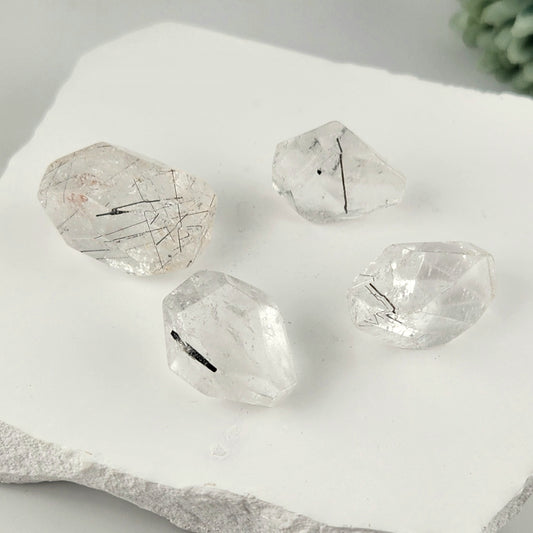 Mini Black Rutile in Clear Quartz Freeform