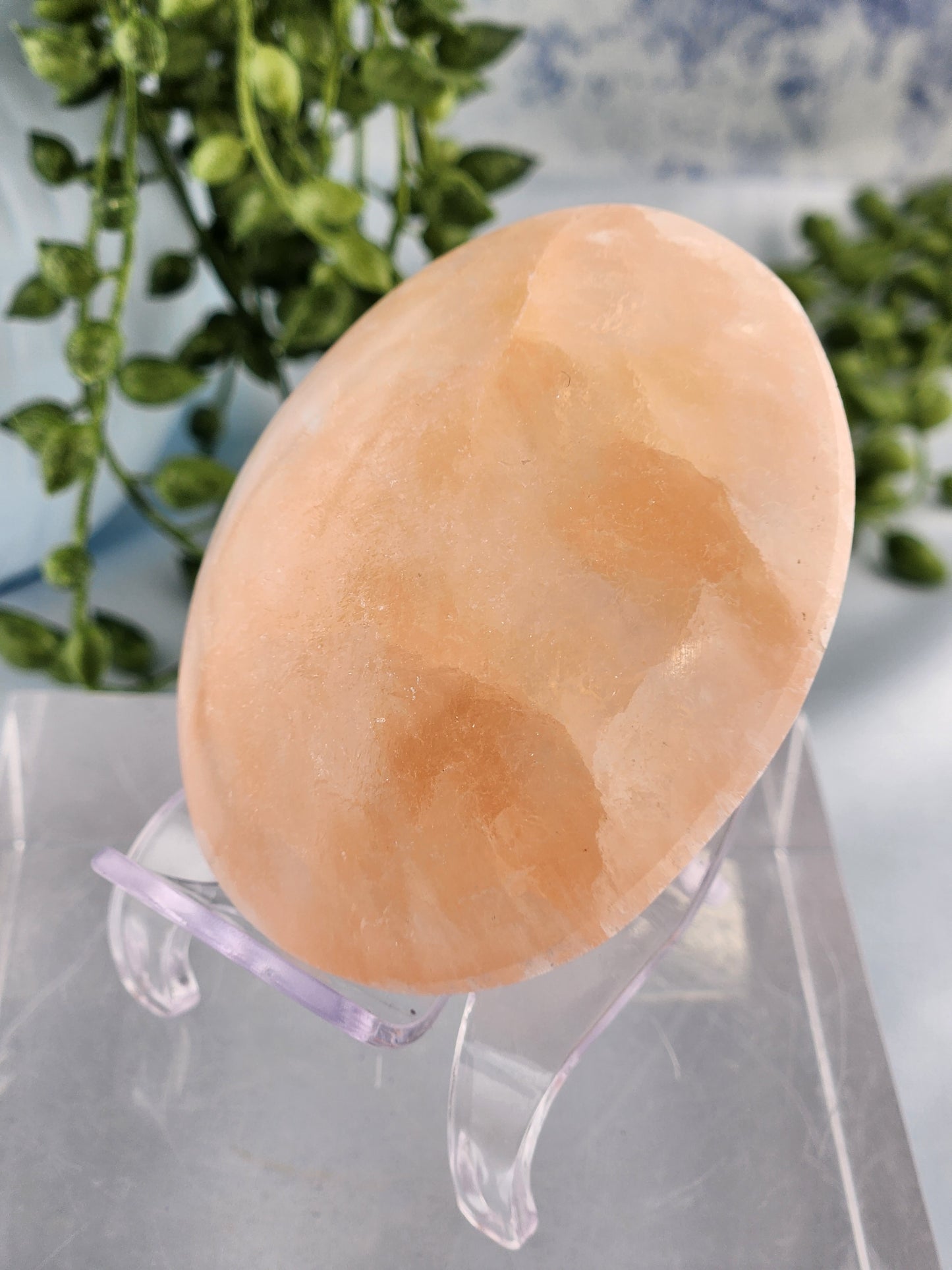 Peach Selenite Palmstone