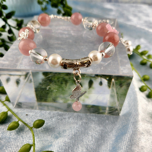 Rose Quartz + Clear Quartz Bracelet