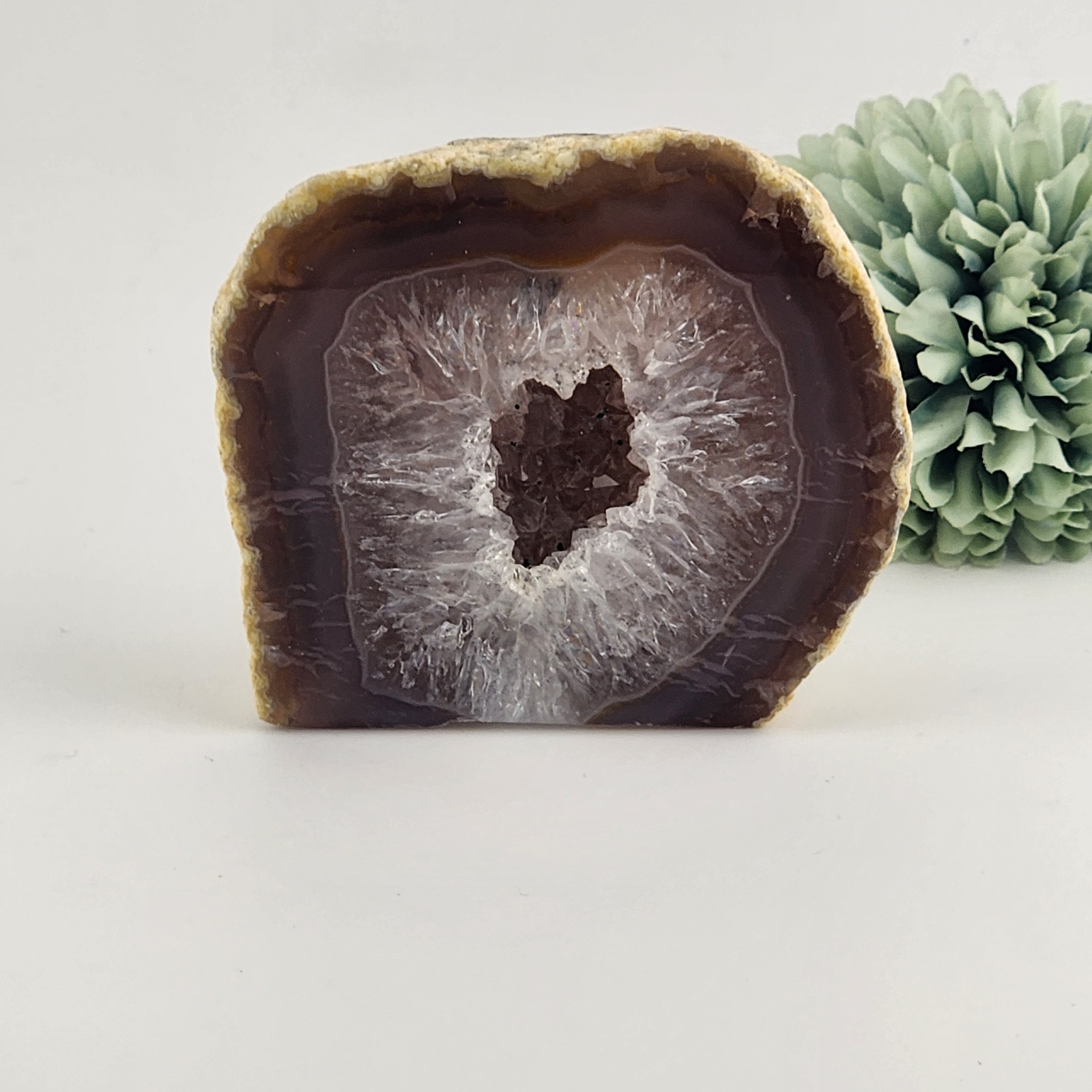 Agate Geode with Quartz Druzy + Moss Inclusions