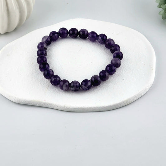 Amethyst Beaded Bracelet - 8mm