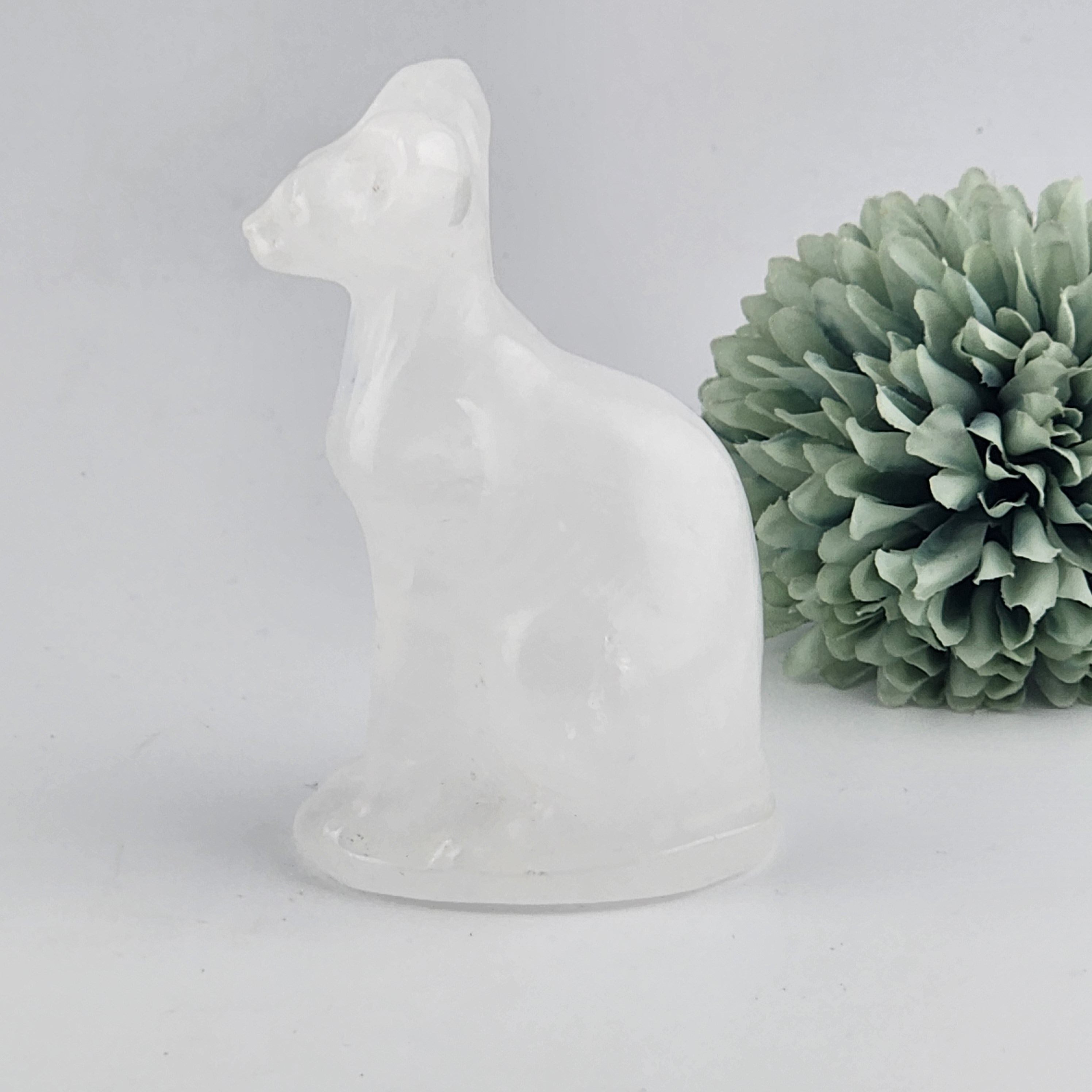 Clear Quartz Sphynx Cat Carving