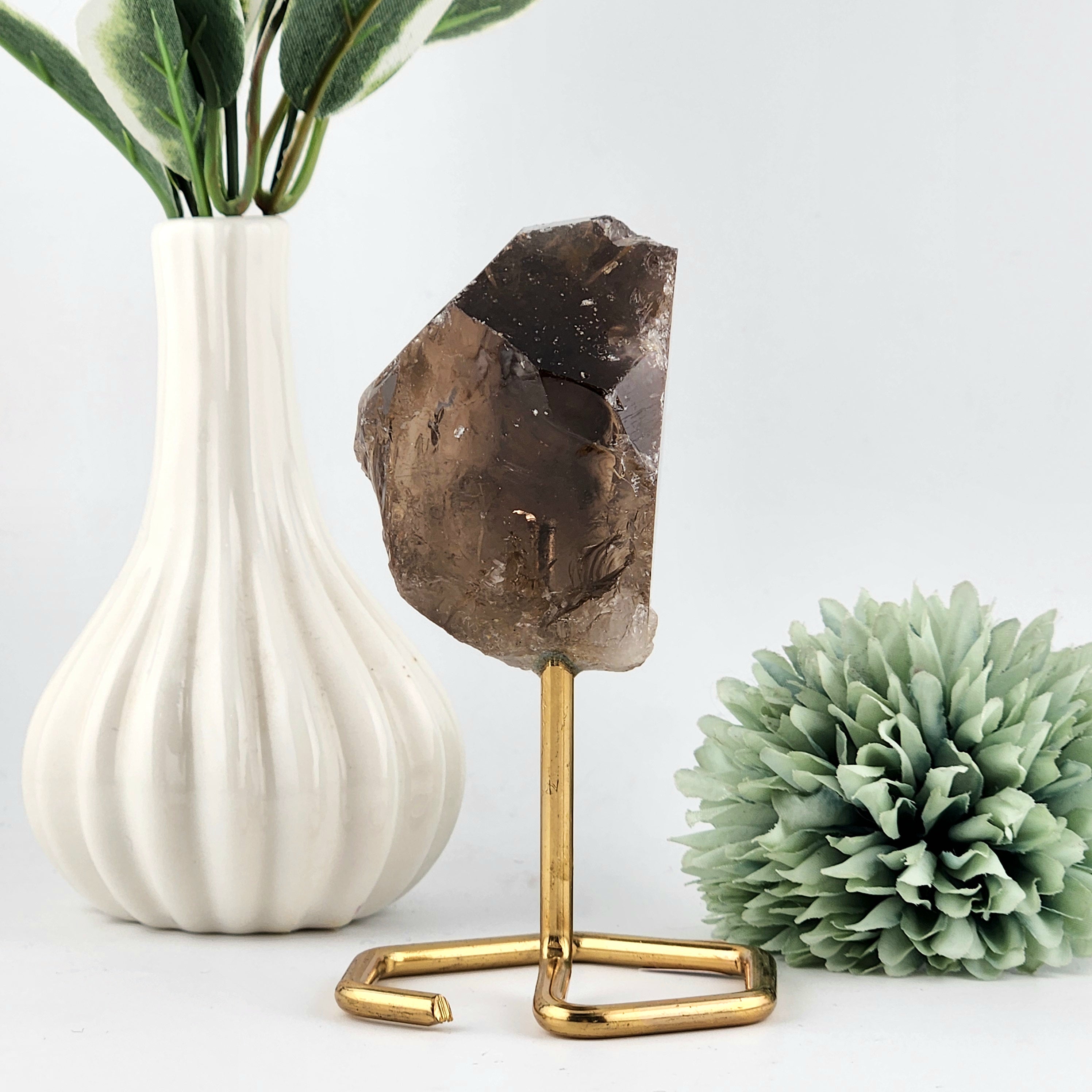 Smokey Elestial Quartz On Stand