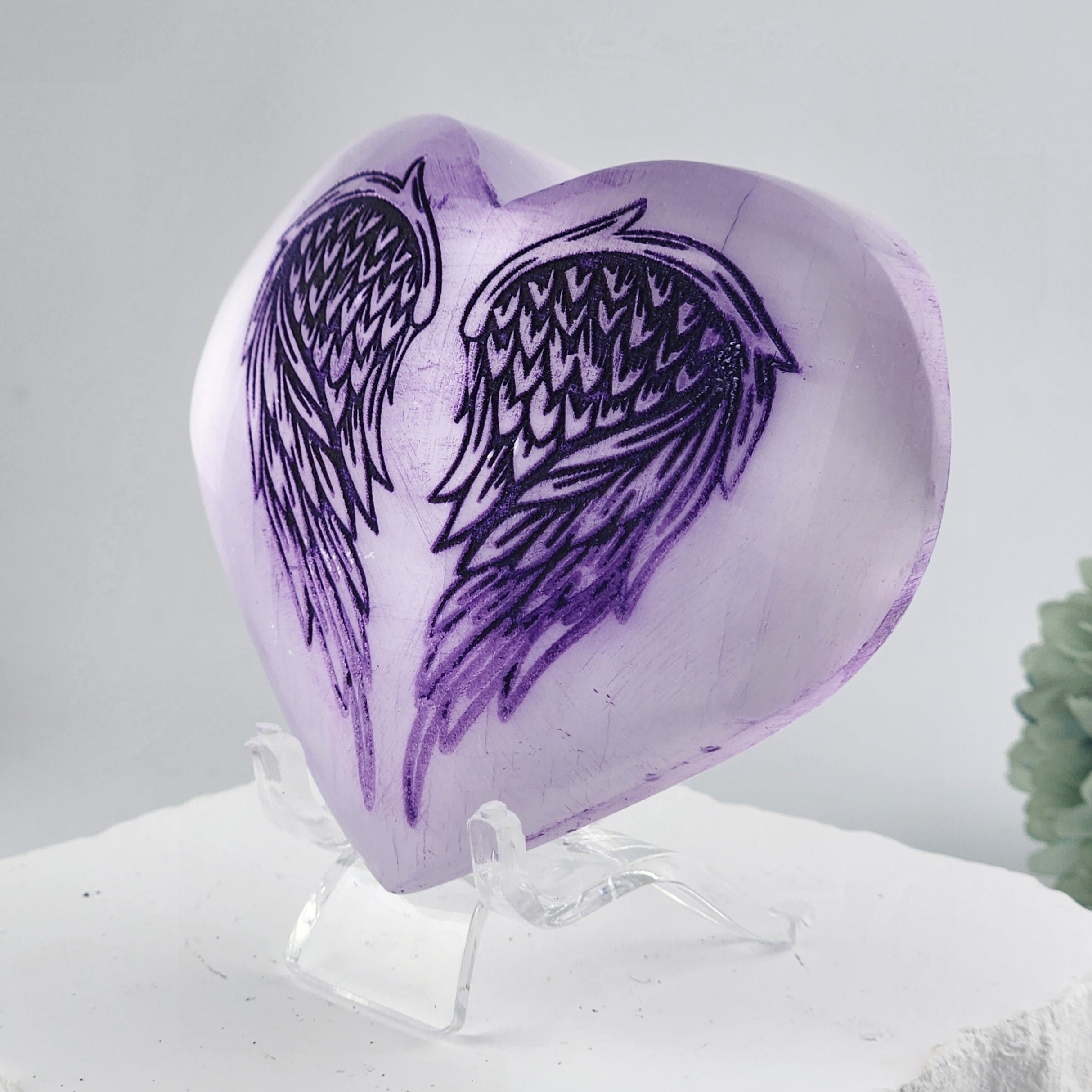 Selenite Angel Wing Heart
