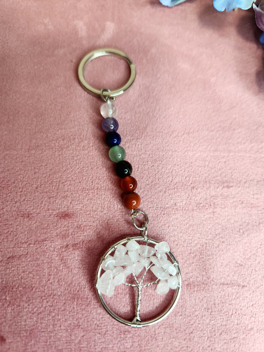 Tree of Life - Rose Quartz Keyring