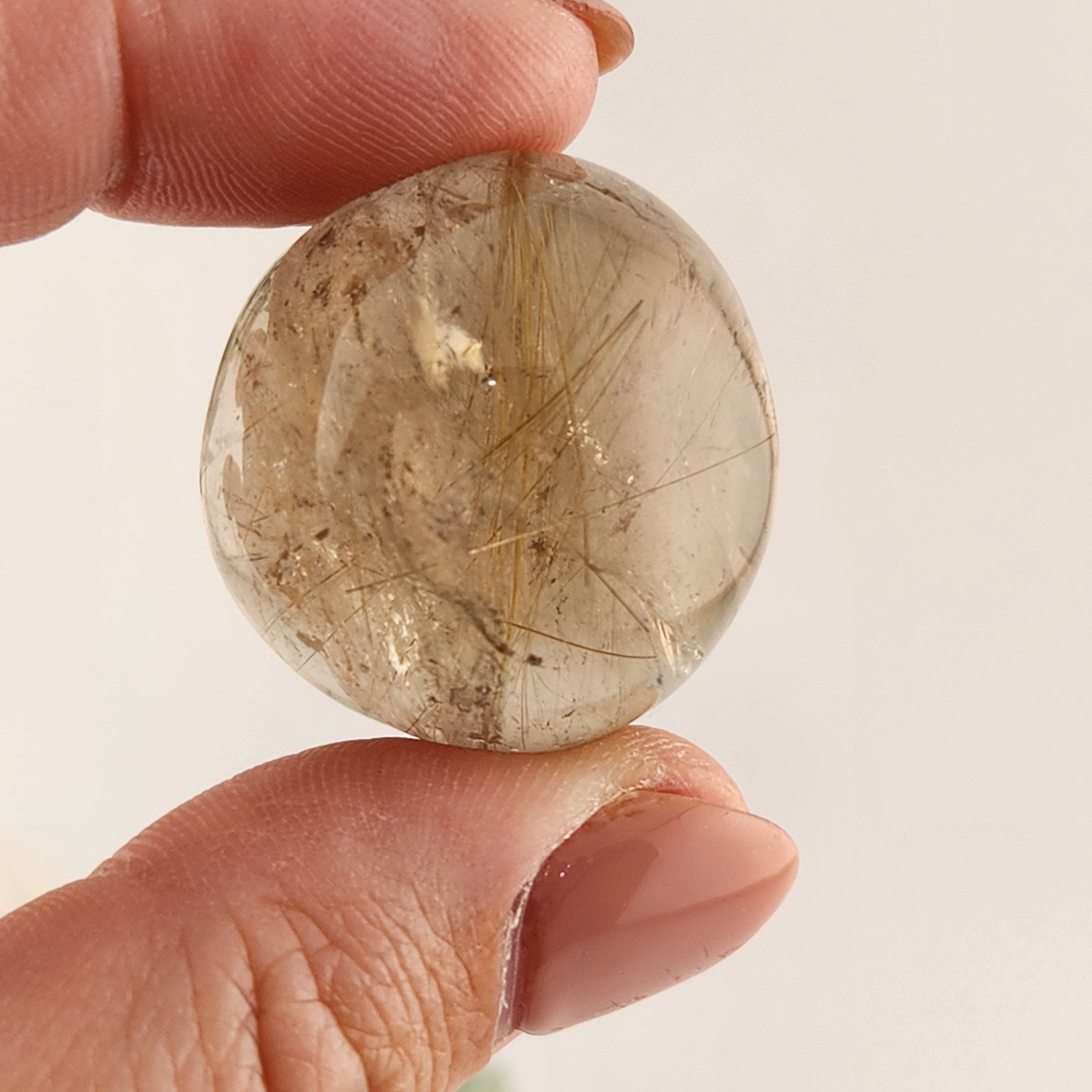 Gold Rutilated Smokey Quartz Tumble