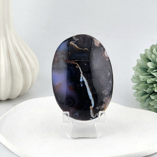 Blue Flower Agate Palmstone