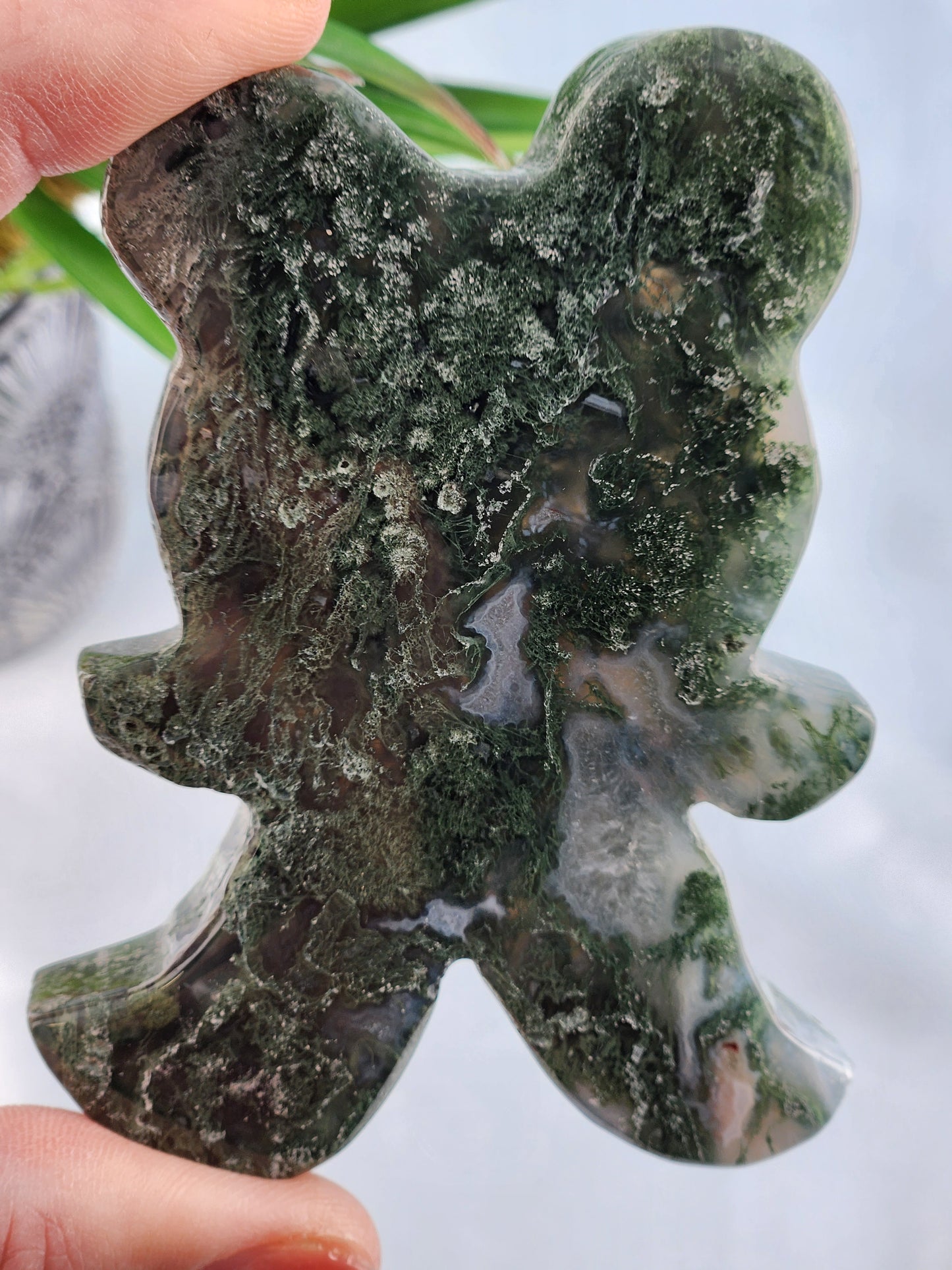 Moss Agate Teddy Bear