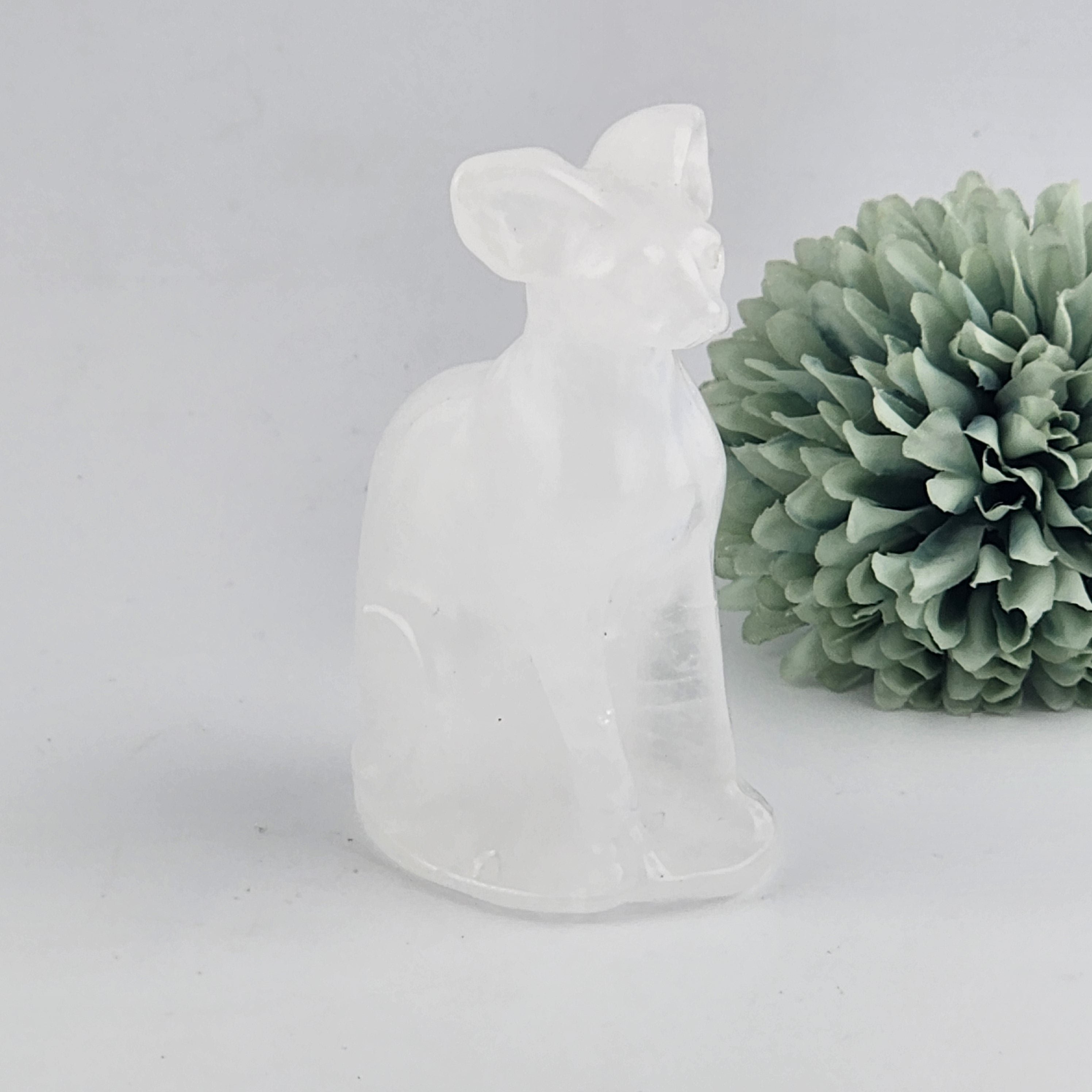 Clear Quartz Sphynx Cat Carving