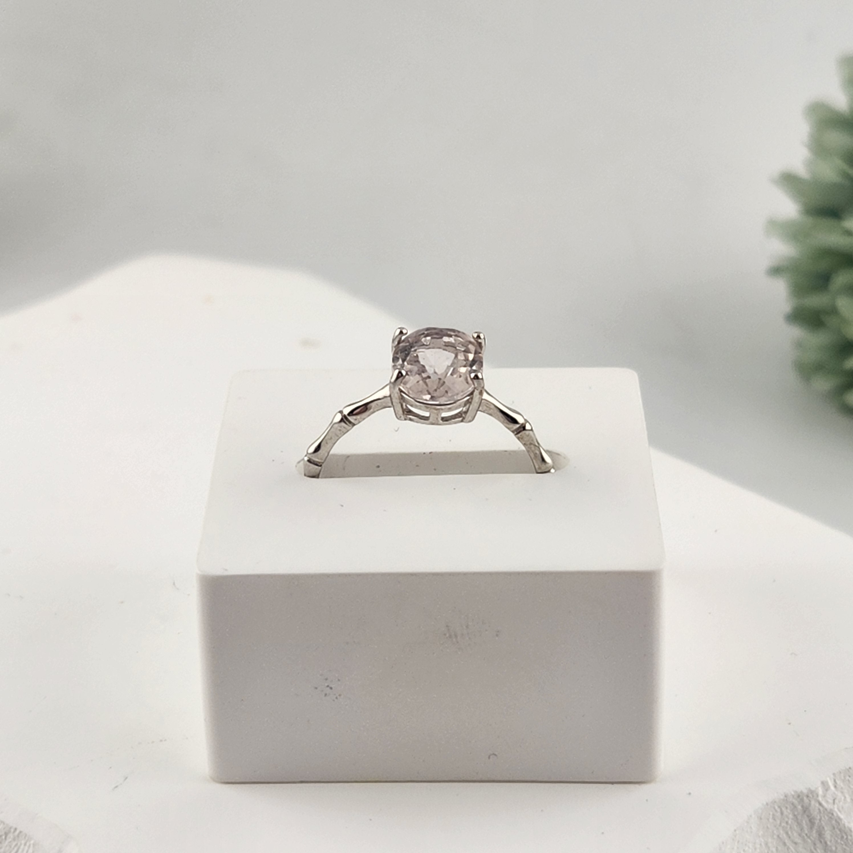 Sterling Silver Clear Quartz Adjustable Ring