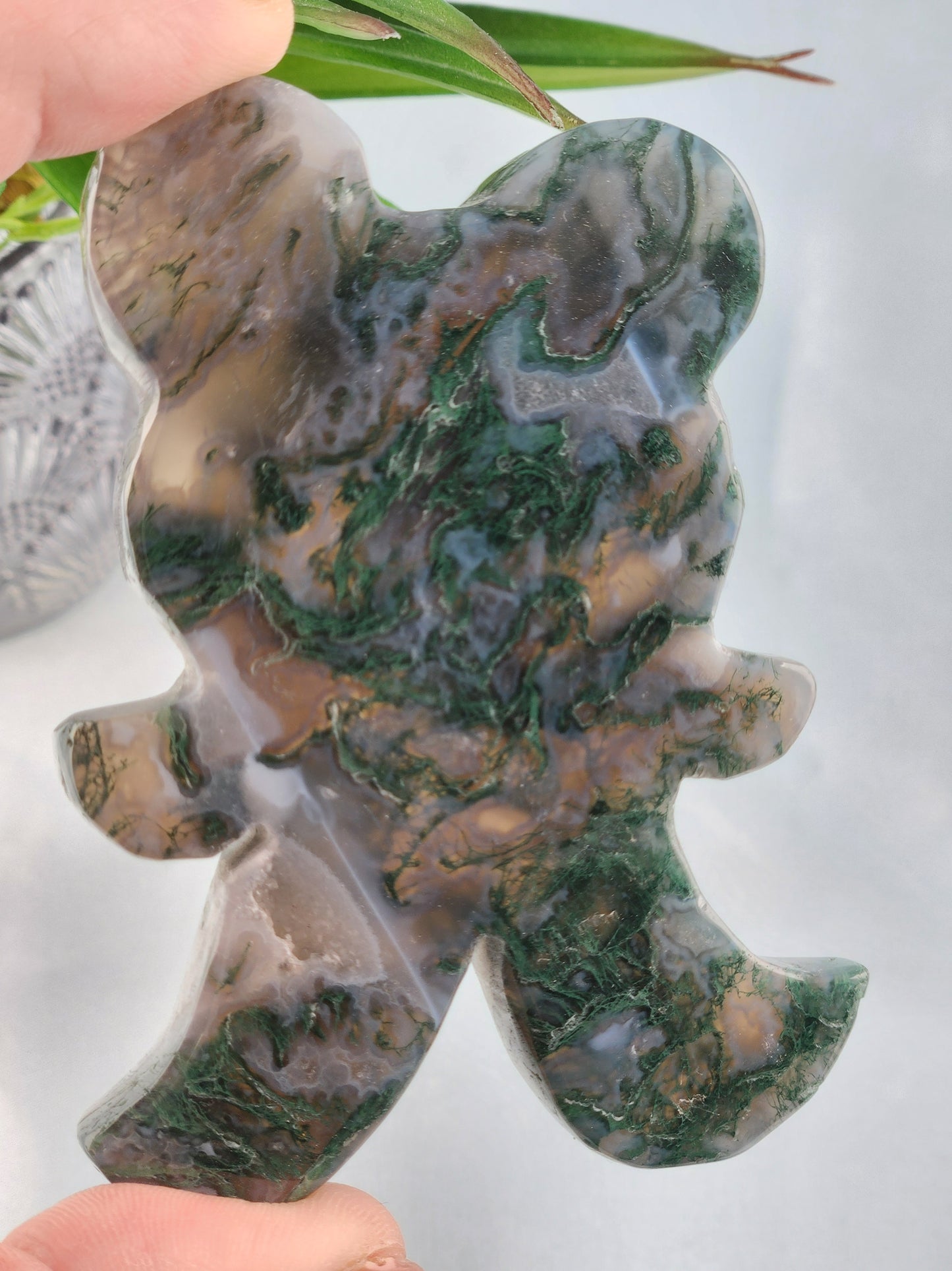 Moss Agate Teddy Bear