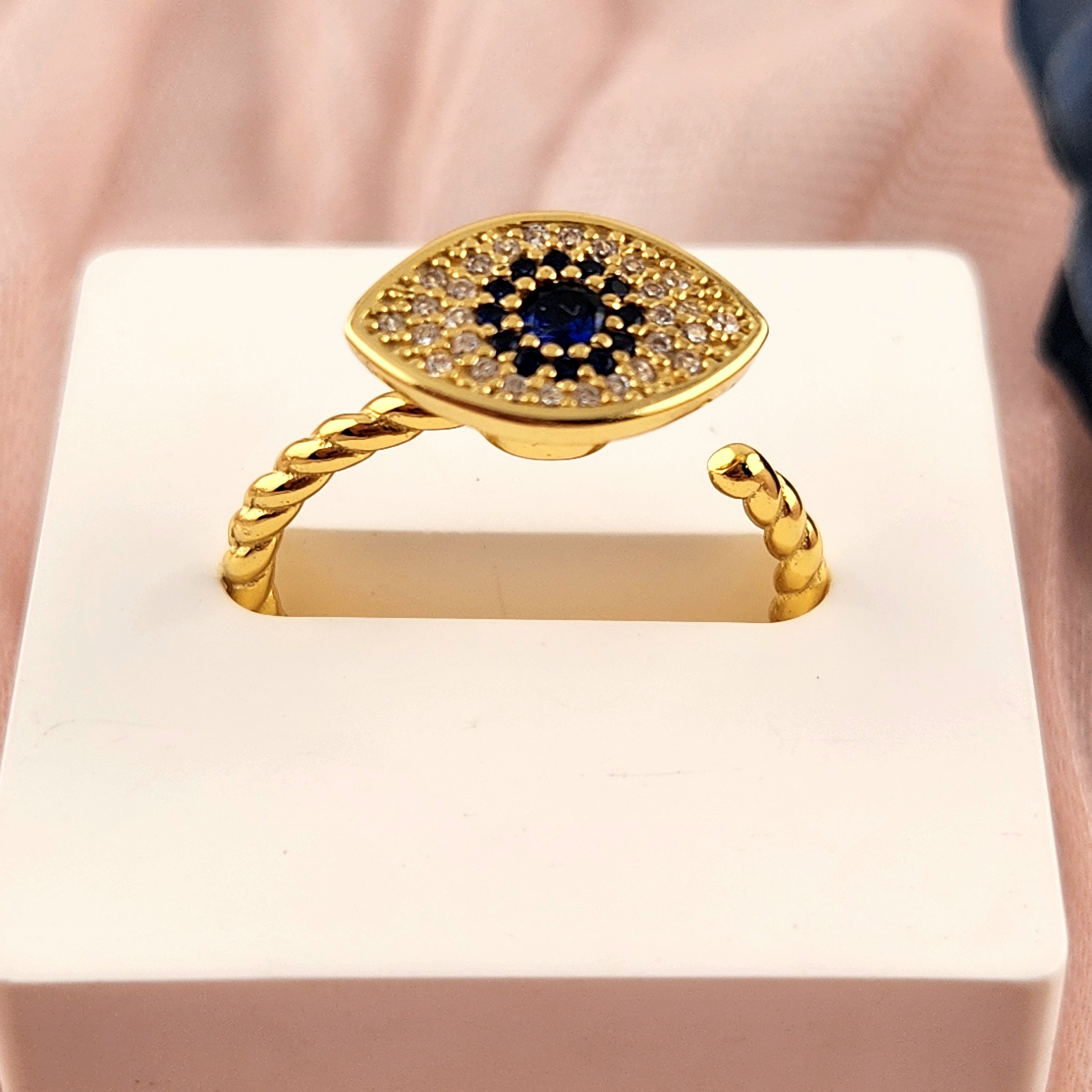 Evil Eye Spinning Fidget Ring - Gold Plated S925