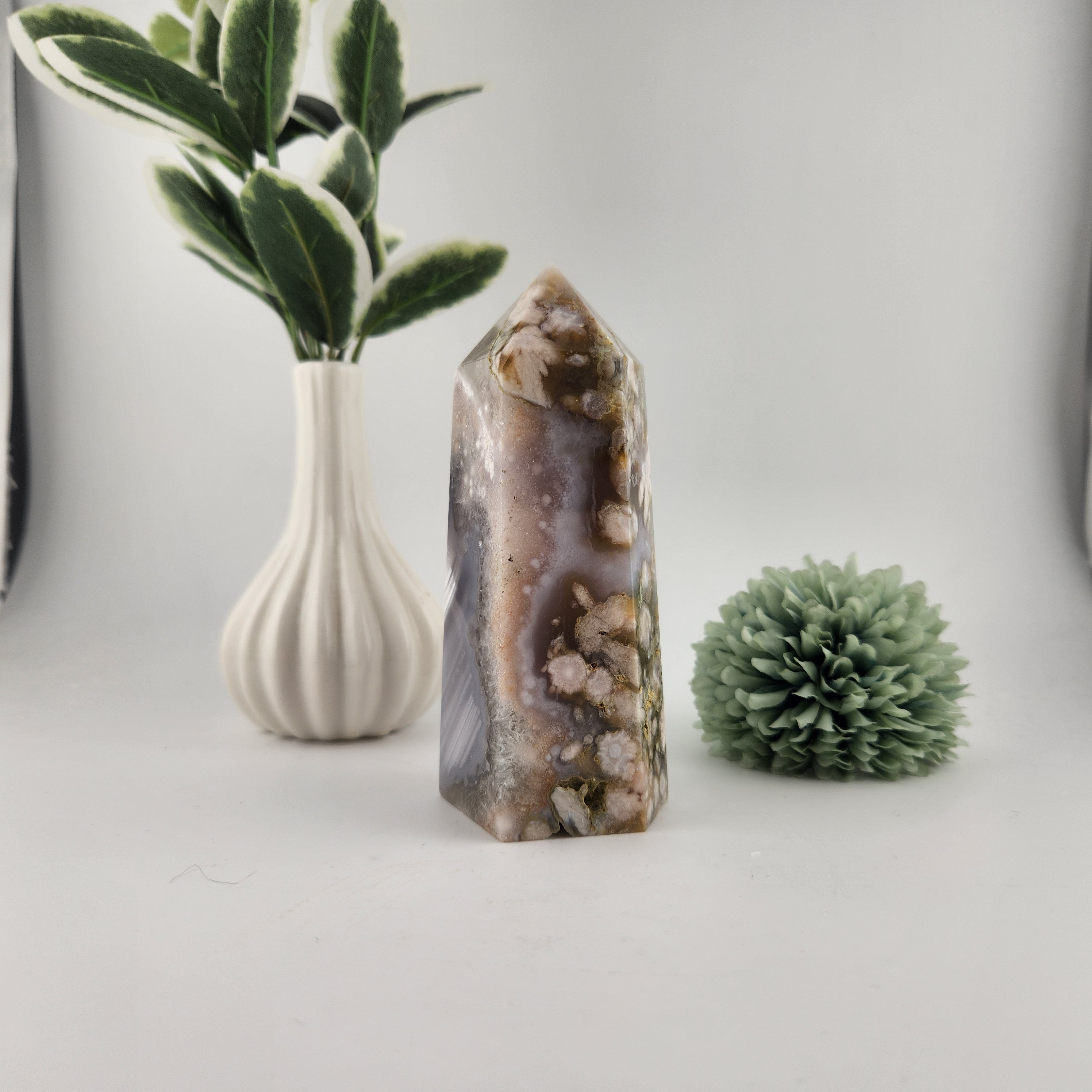 Blue + Green Flower Agate Tower