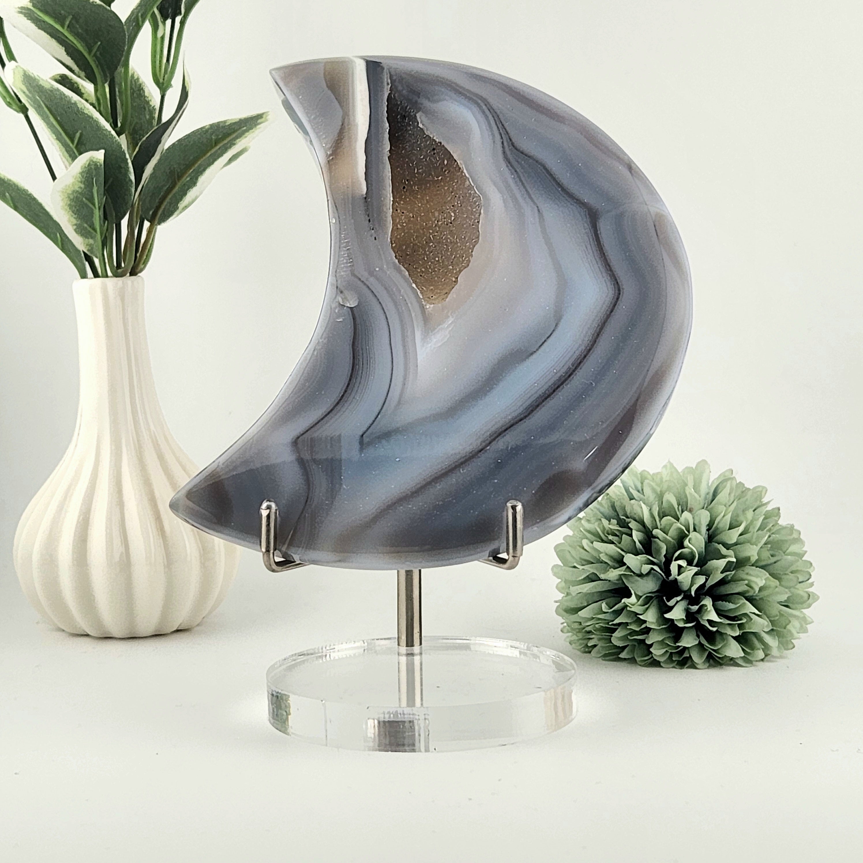 Druzy Agate Moon *Misfit - Scratch Marks In Polish*