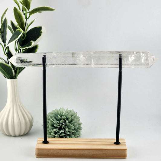 Clear Quartz Faceted Double Terminated Point on Stand