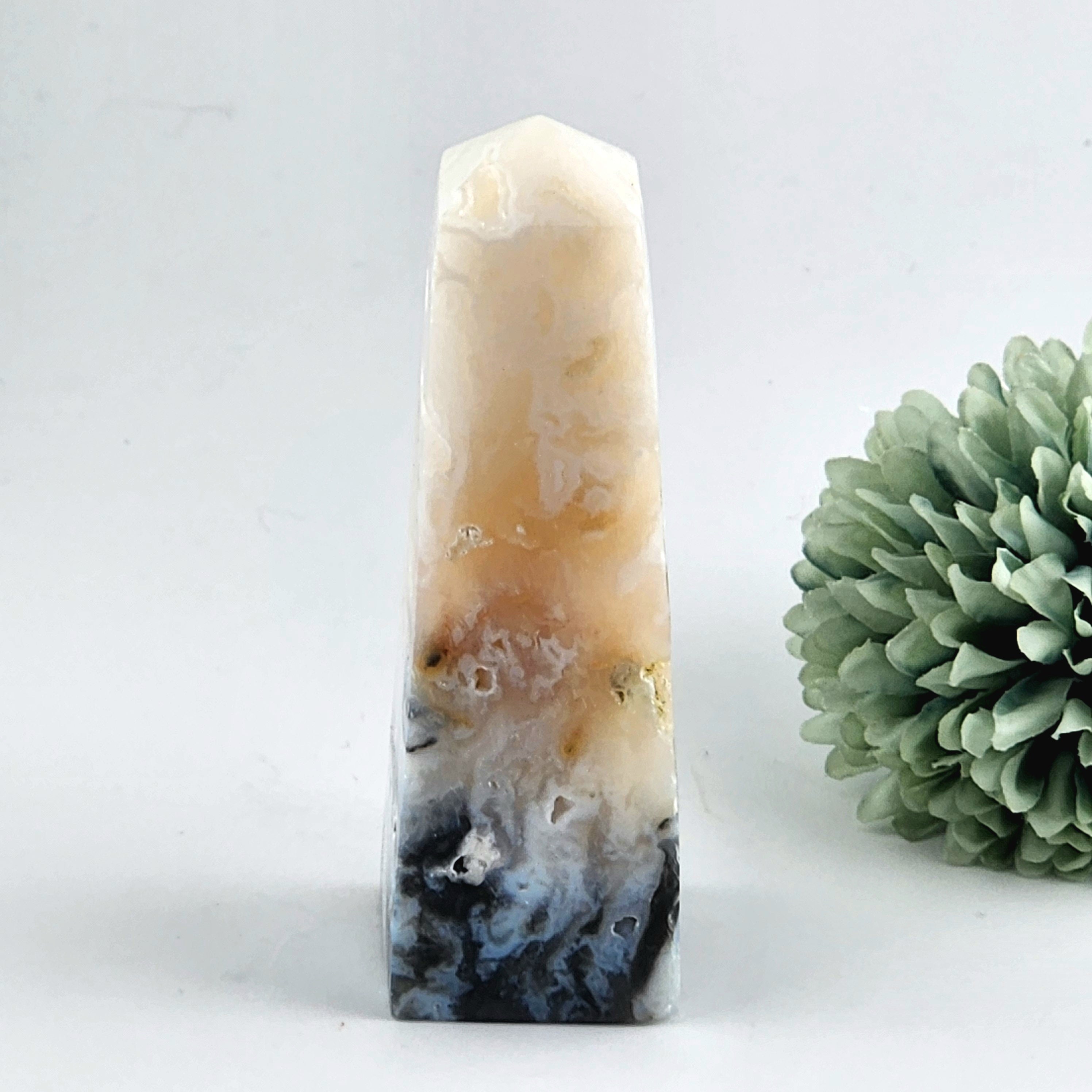 Pink Plume Agate Tower