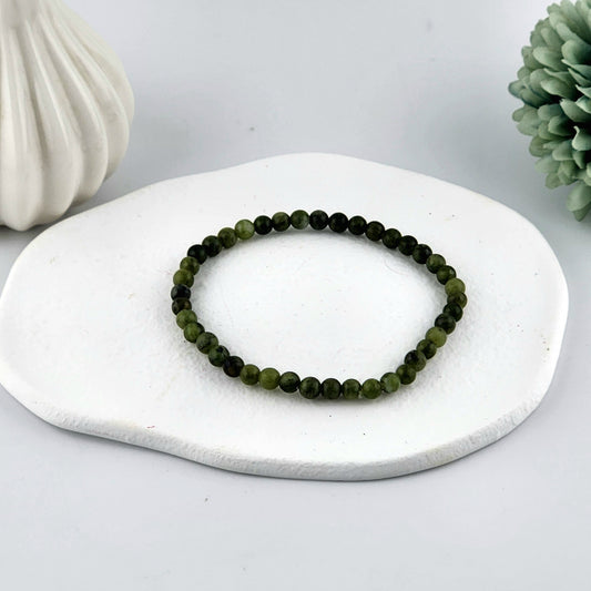 Green Jade Beaded Bracelet - 4mm